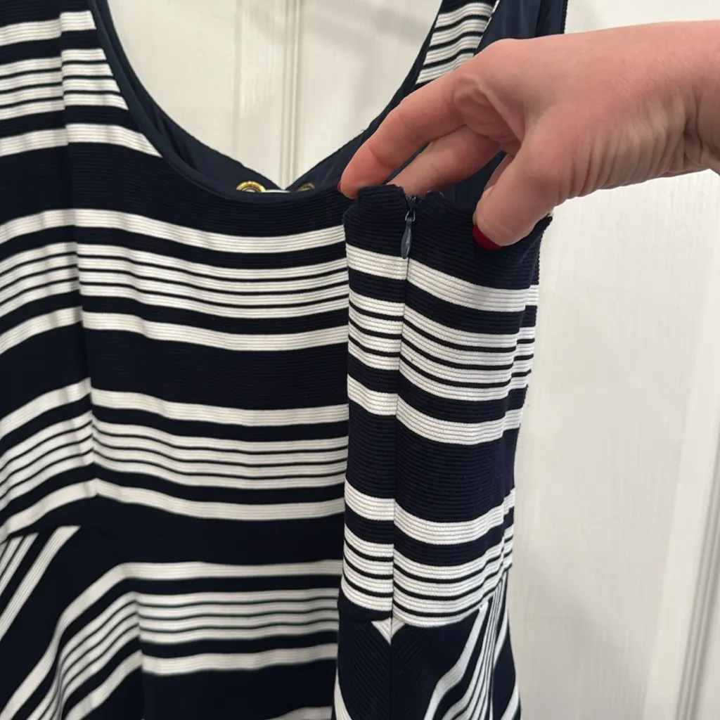 Anthropologie Hutch blue and white stripe fit and flare dress - Image 3