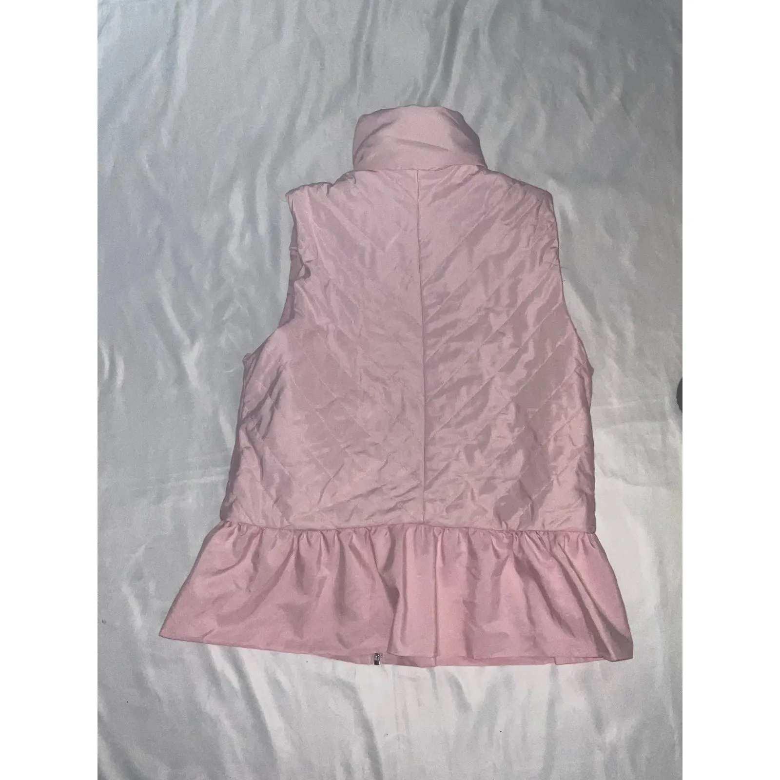 Anthropologie Cynthia West Pink Puffer Vest Ruffle Bottom L Pastel Angelcore - Image 6