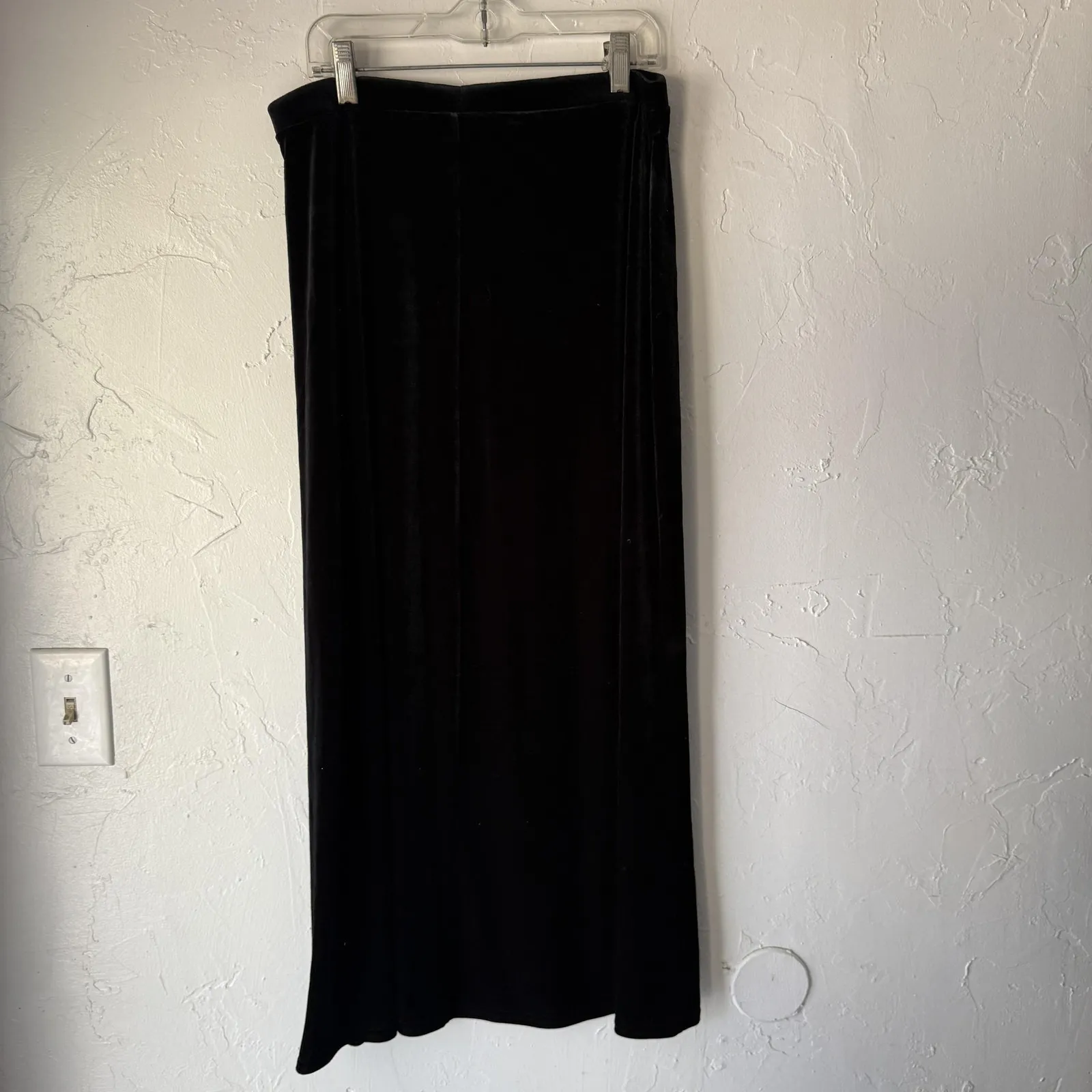 Kathie Lee‎ Collection Skirt Vintage 90s Medium Black Velvet Long Maxi Witchy - Image 8