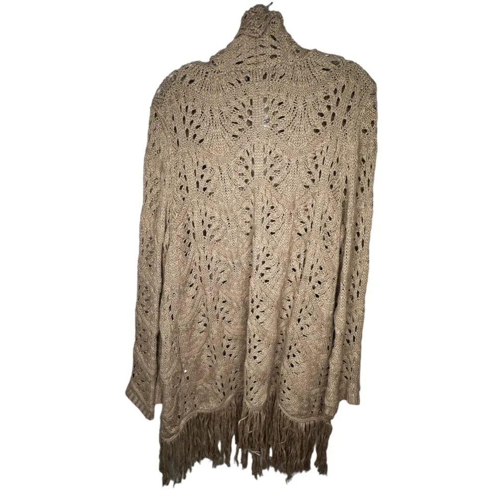 Retro Threads‎ Tan Cardigan Sweater with Fringe Size XL - Image 5