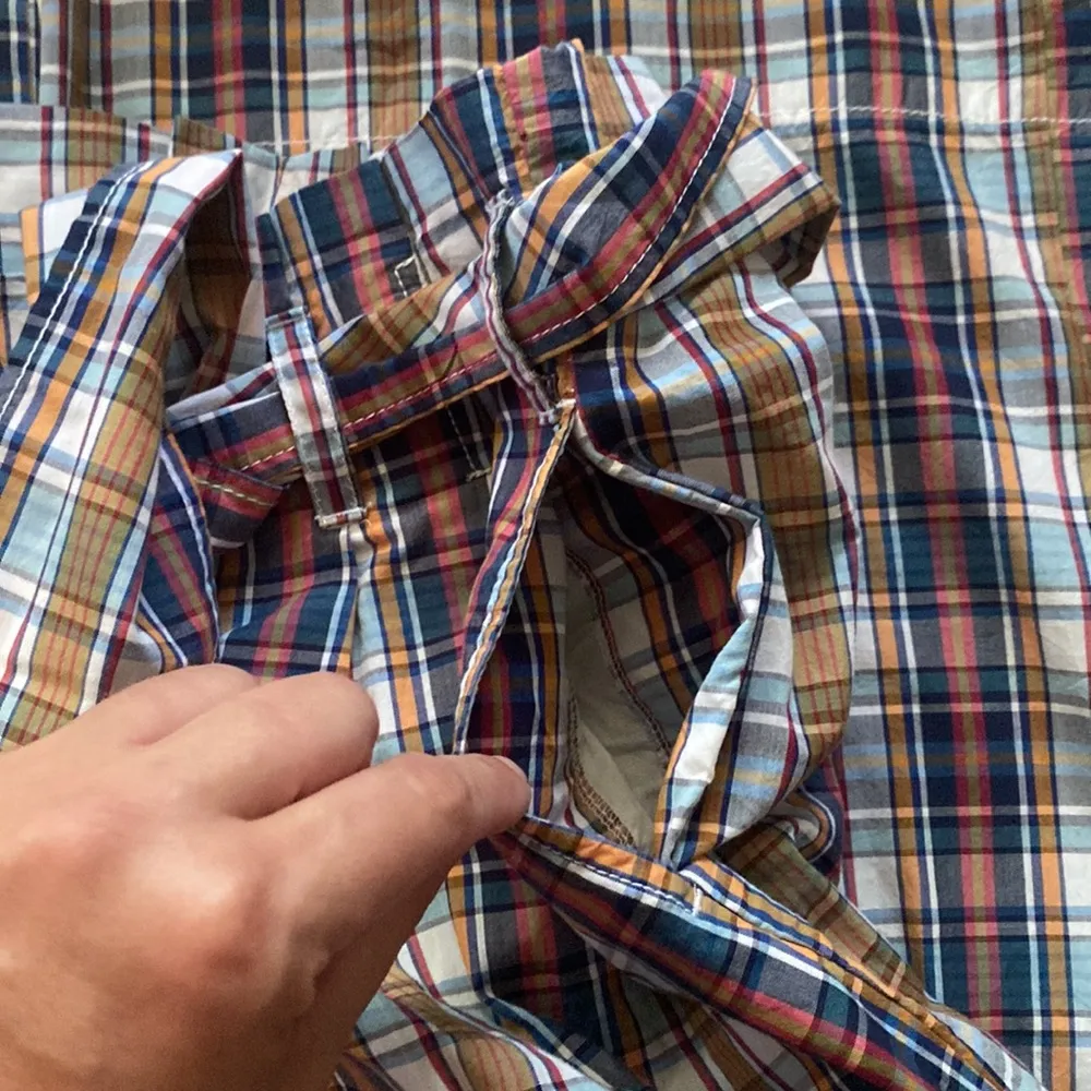 NWT J. Crew red blue plaid high waist cotton paper bag wide leg pants, size 12 - Image 6