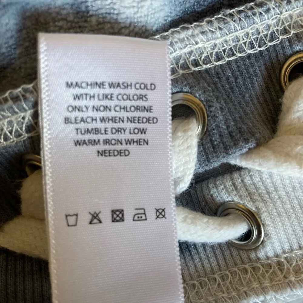 Blue Gray White Tie Dye Hooded Sweatshirt XL Laced Up Side American Star Y2K - Image 10