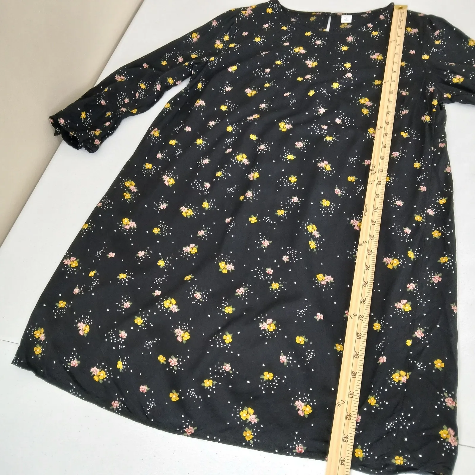 Old Navy Women's Black Floral Print Ruffle Sleeve Mini Dress Size M - Image 11