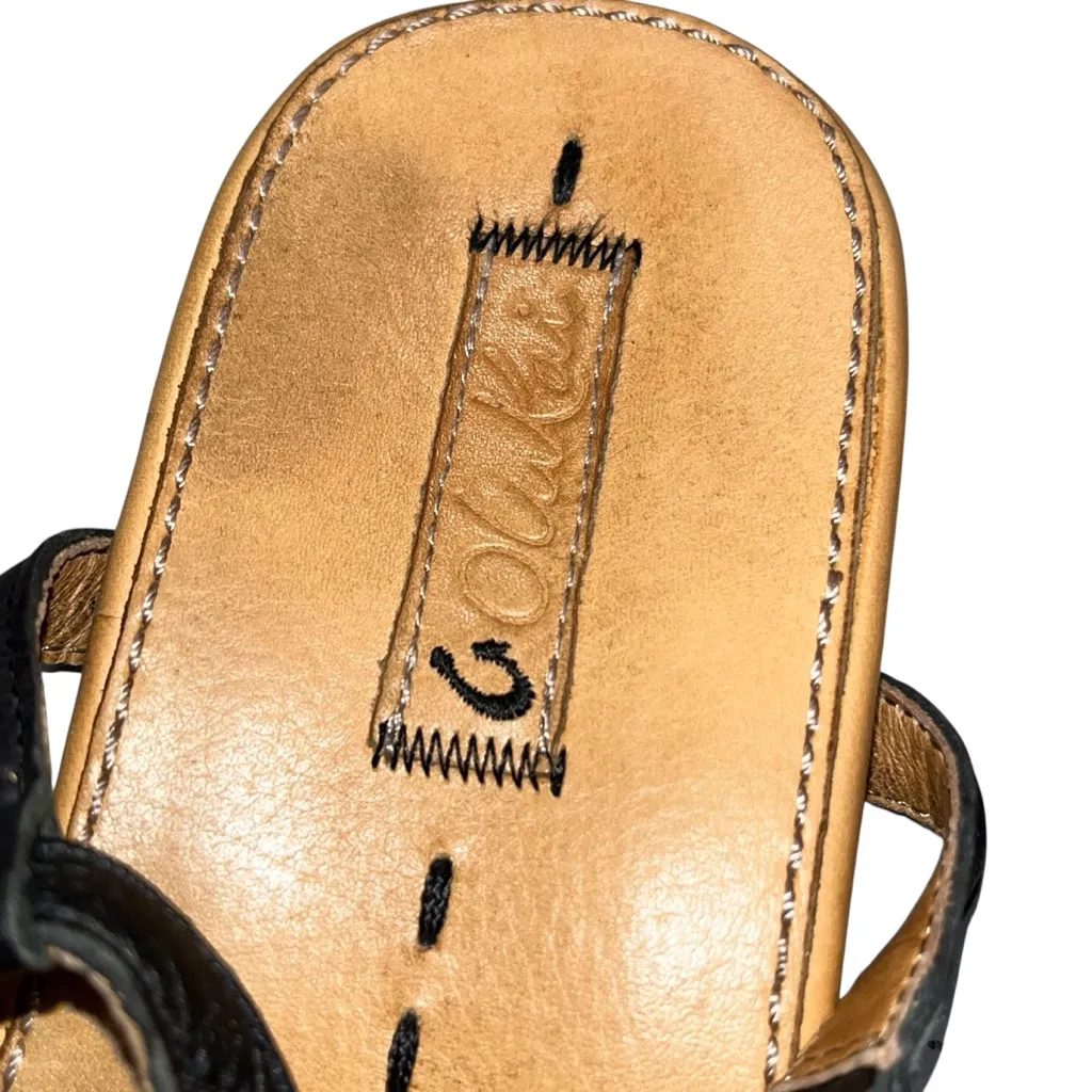 Olukai Kakuna Black & Tan Leather T Strap Thong Sandals Shoes Women’s size 7 - Image 2