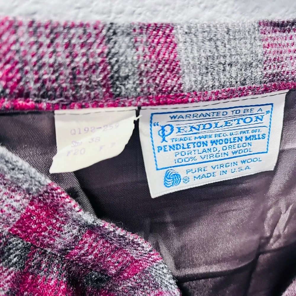 Pendleton Vintage 100% Virgin Wool Plaid Lined Skirt Made In USA Size 38 Womens - Image 4