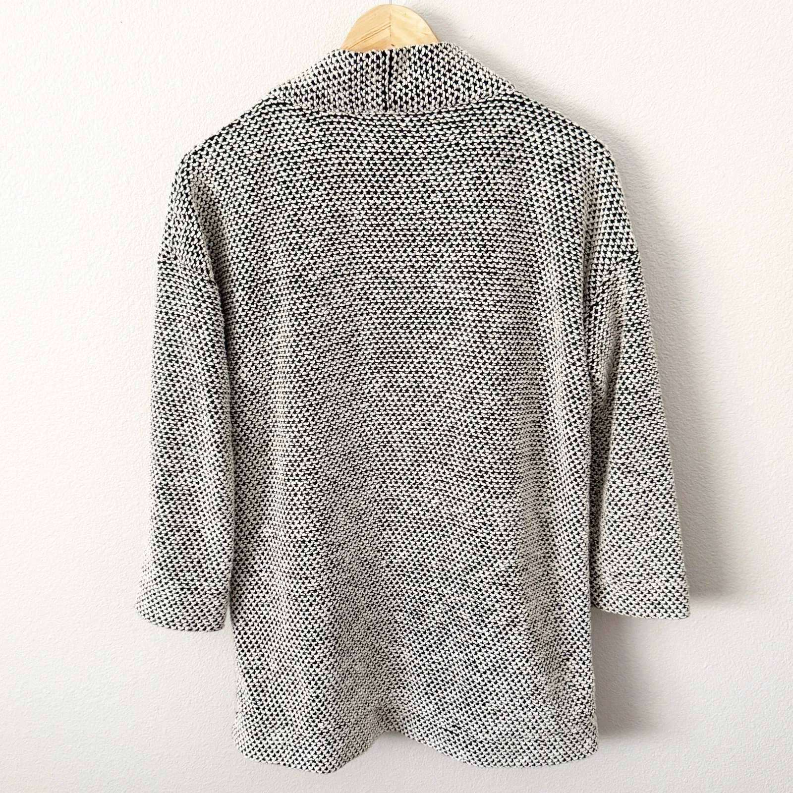MARINE LAYER | Black Off White Cardigan Sweater Coat Birdseye Textured | XS - Image 6