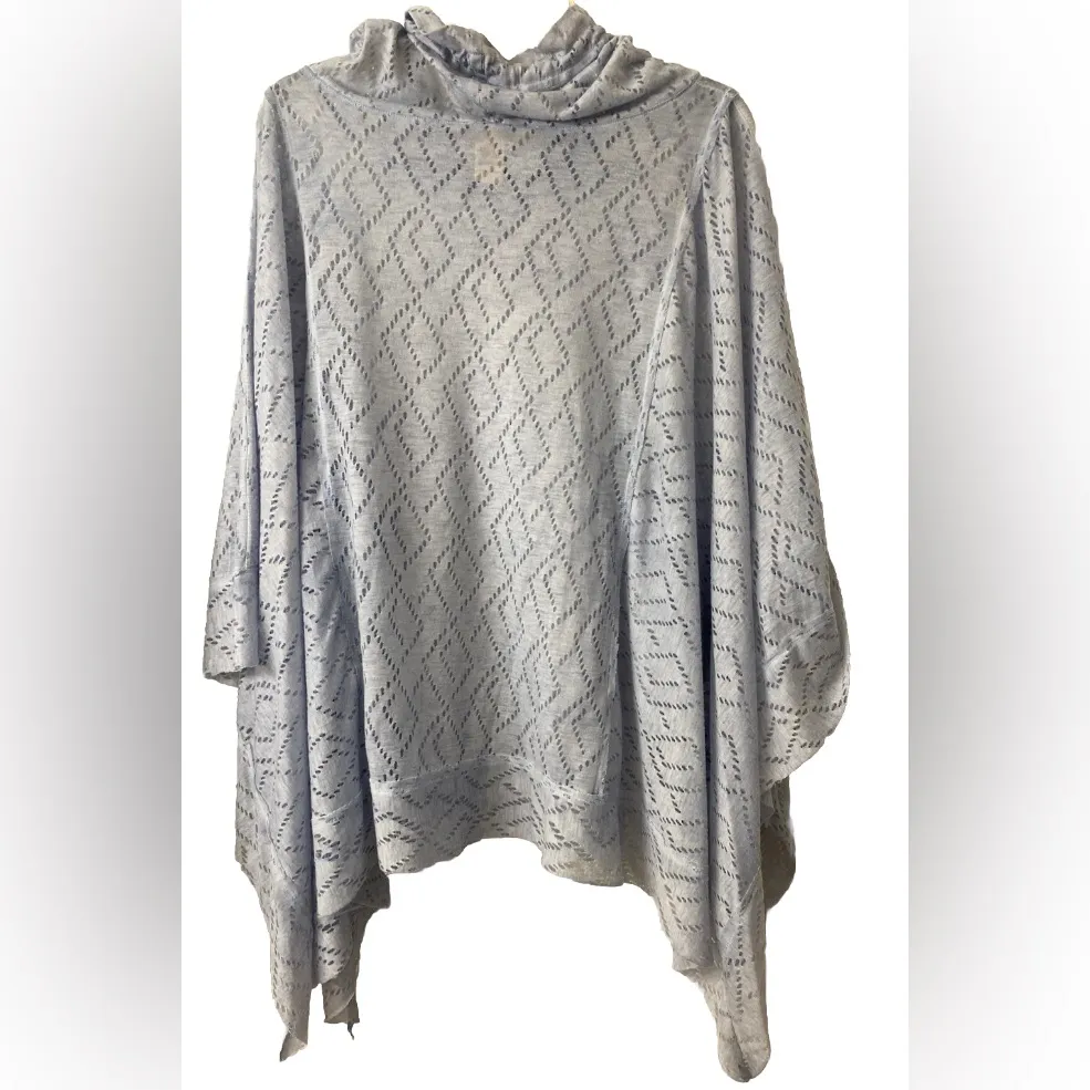 Mystree Powder Blue Drawstring Neck Poncho Top - Image 2