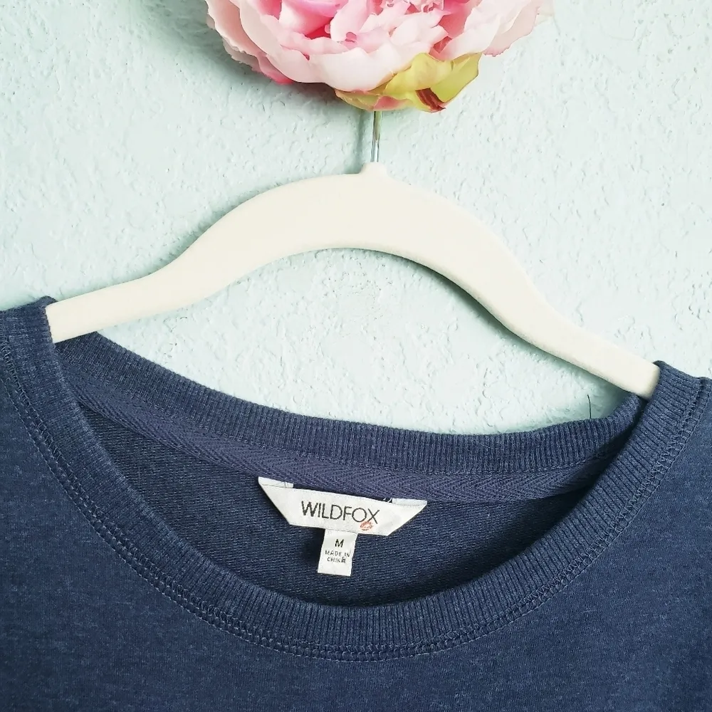 Wildfox Social Embroidered Navy Sweatshirt - Image 4
