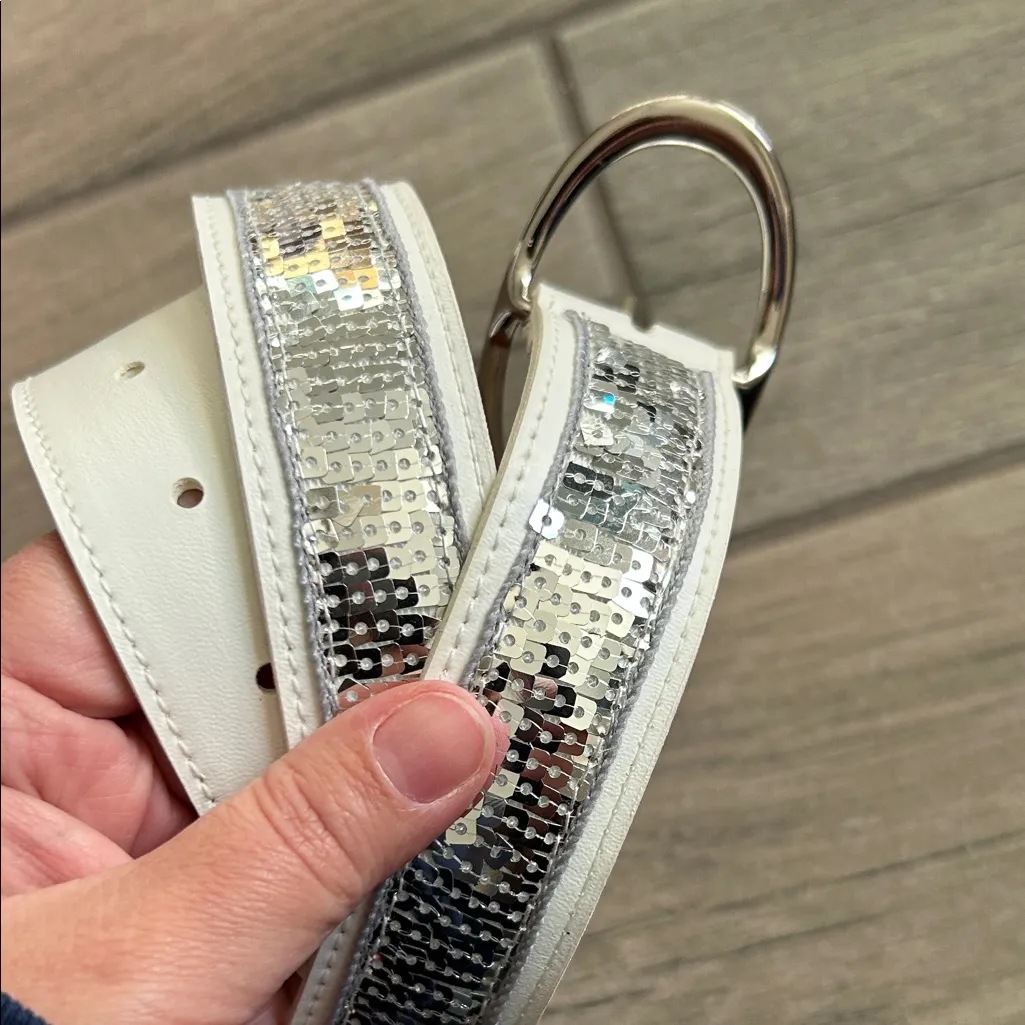 White and Silver Sequin Belt - Image 3