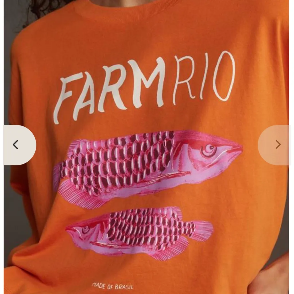 Farm Rio Tropical Fish Cotton Graphic T-shirt In Orange Size M - Image 2