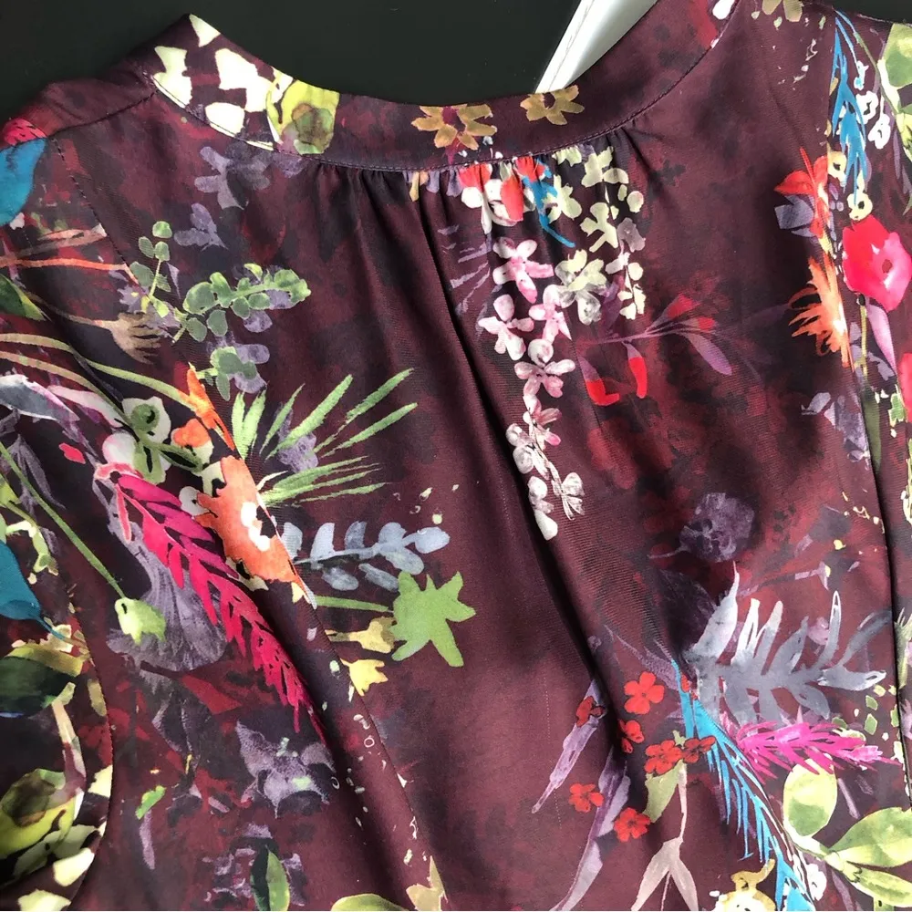 Parker Estella Midi Shirt Dress Floral Print Long Sleeve High Low Colorful sz 10 - Image 12