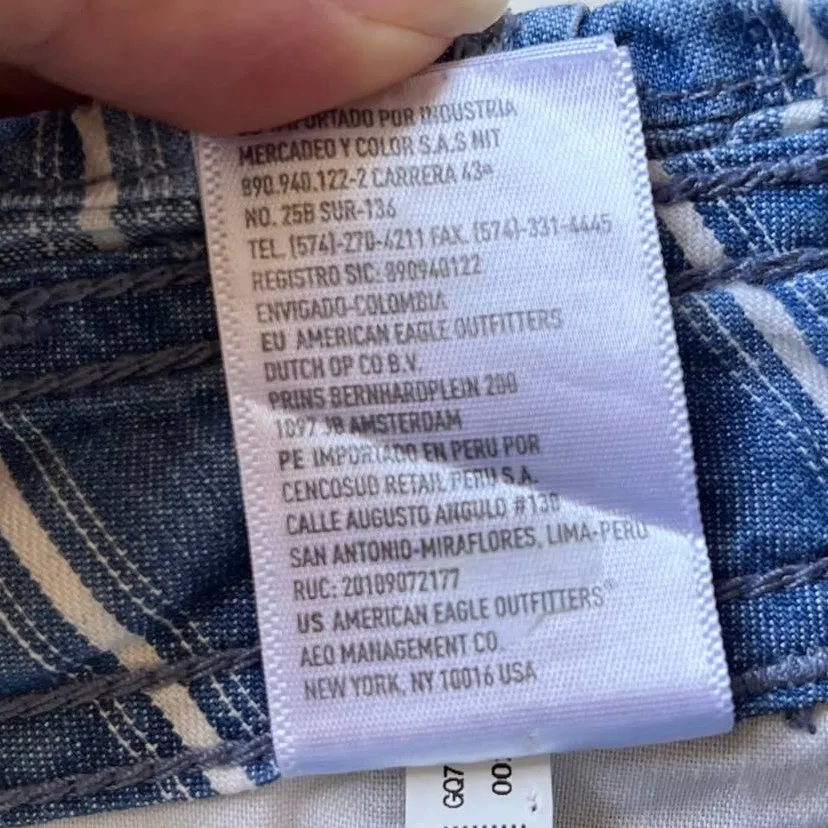 American Eagle Striped Jean Womens Shorts Size 6 Y2K Coastal Preppy Paperbag - Image 11