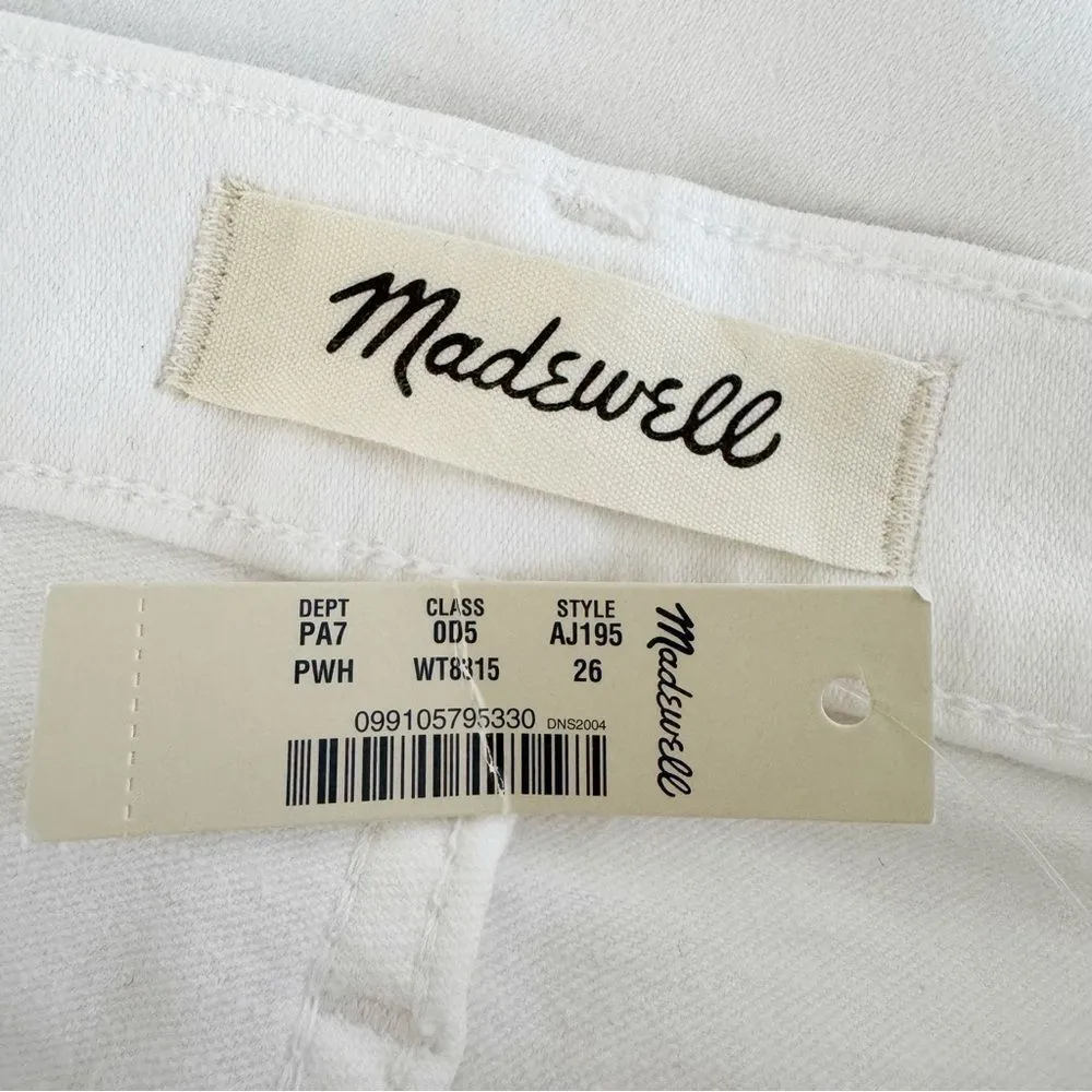 NWT Madewell Cali Demi-Boot Jeans in Pure White AJ195 Size 26 - Image 8
