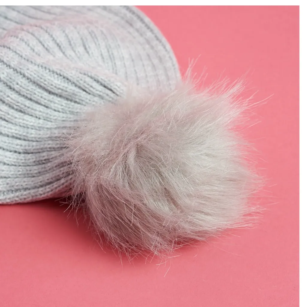 Hat Attack Lightweight Ribbed Hat With Faux Fur Pom - Image 5