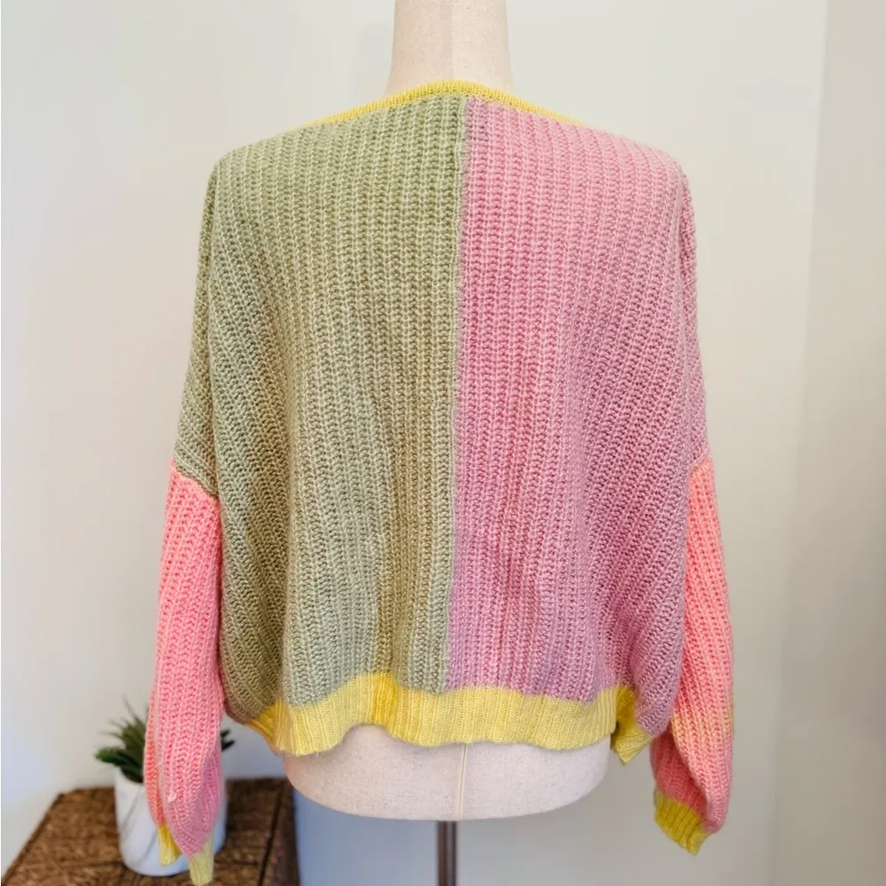 Princess Polly Pink and Yellow Color-Block Cardigan - Image 5