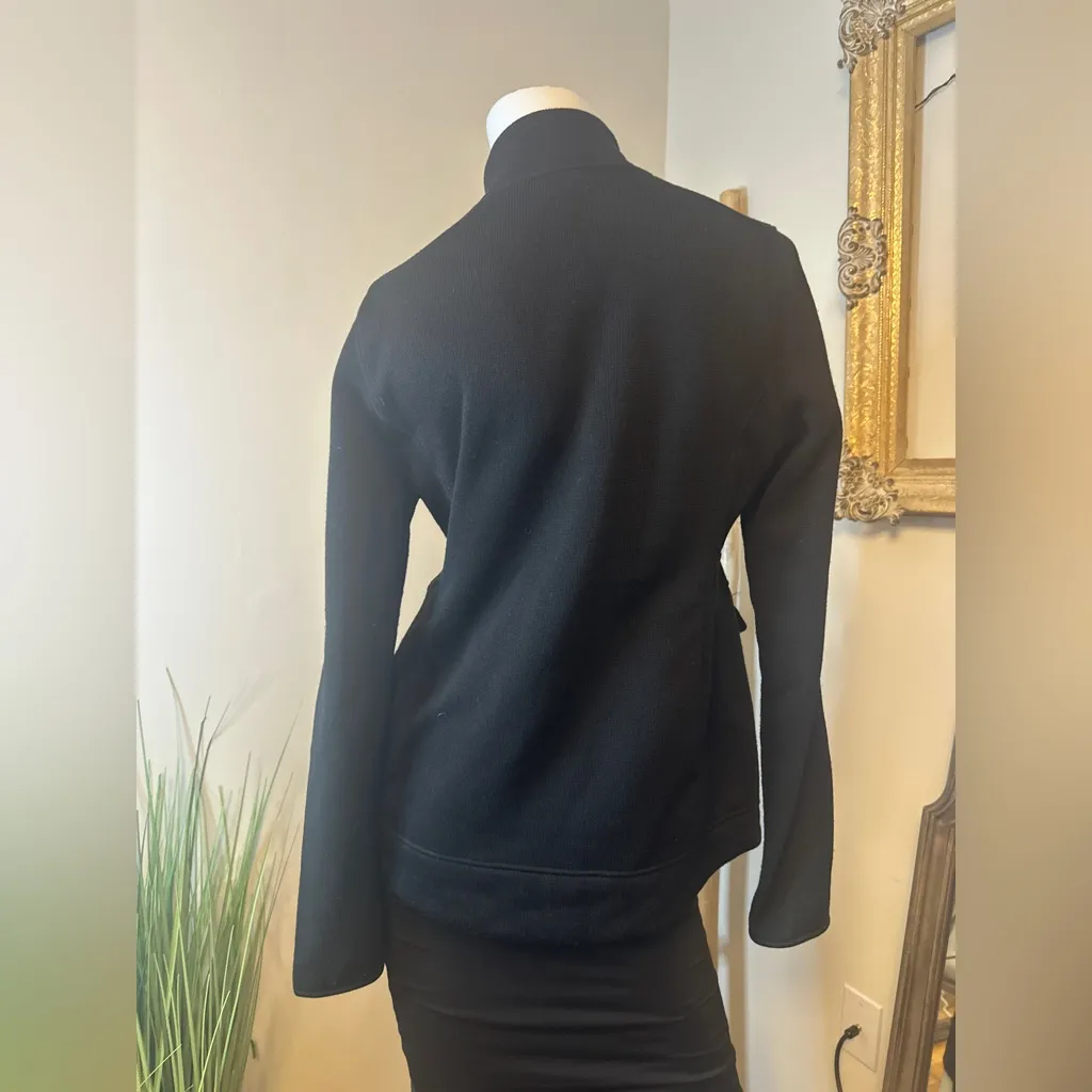 Eddie Bauer Women's Large Sweater Fleece Zip Snap Jacket Shacket Black - Image 4