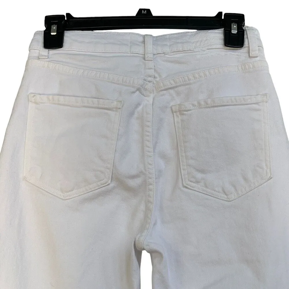 Revice Denim SZ 28 Straight Jeans Hi-Rise Pockets Zip-Fly White Womens - Long - Image 4