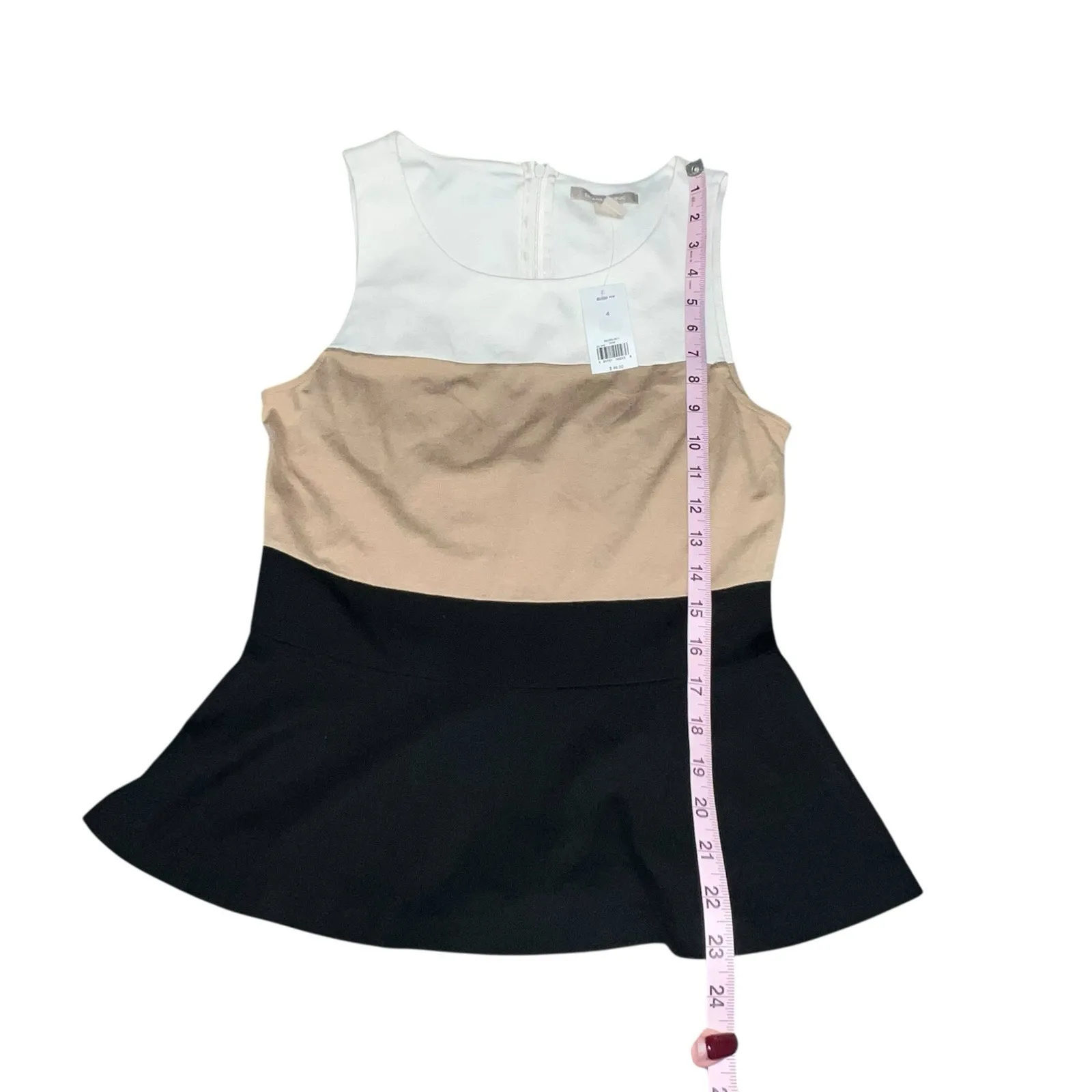 Banana Republic Women Sleeveless Peplum Color Block Top Size 4 Neutral Combo New - Image 6