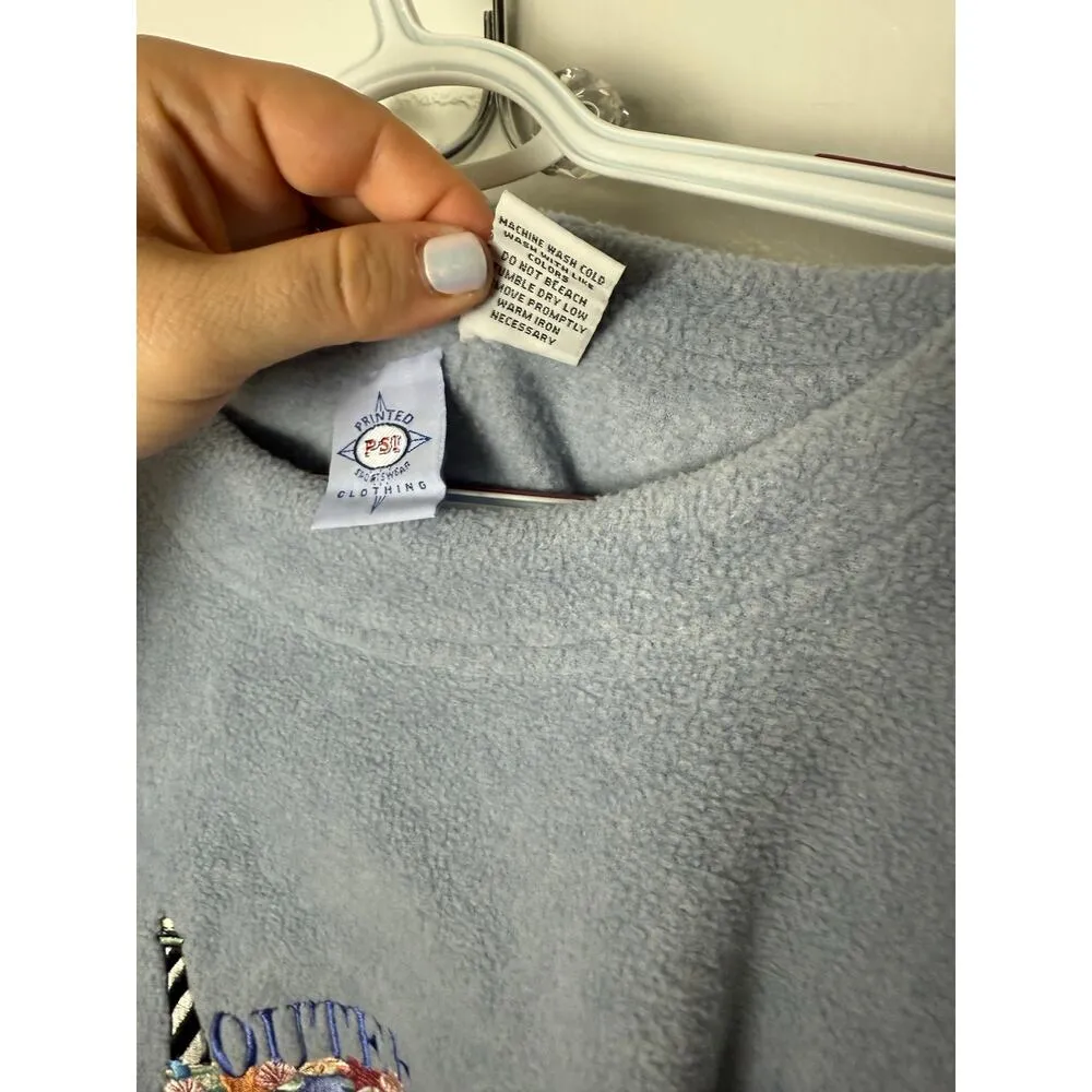 Vintage Outer Banks Granny Blue Fleece Embroidered Crewneck Sweatshirt Size XL - Image 6