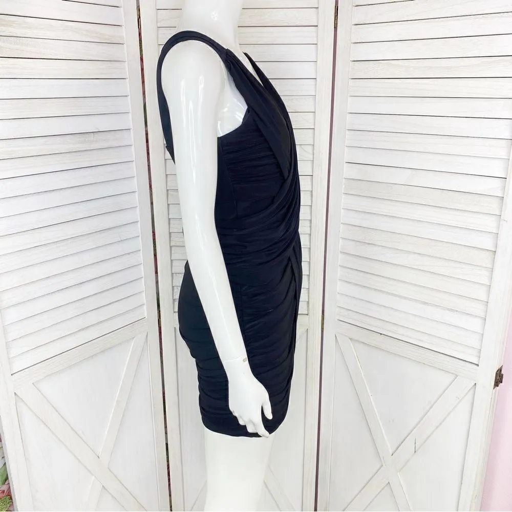 Vintage Fredricks Of Hollywood Ruched Bodycon Mini Dress Black Small Black - Image 4