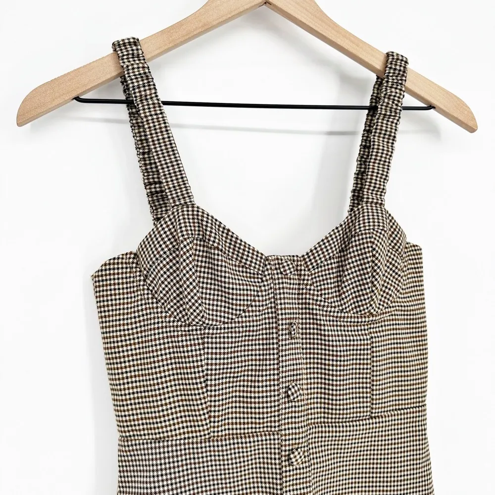 Majorelle Arlana Sweetheart Underwire Mini Dress Brown Black Check Women's XS - Image 3