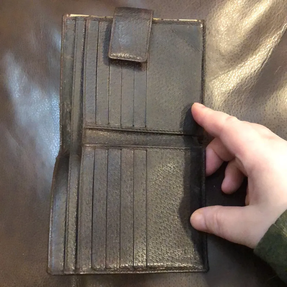 GUCCI GG Trifold Canvas Jacquard Wallet Brown Leather Accent Snap Closure - Image 8