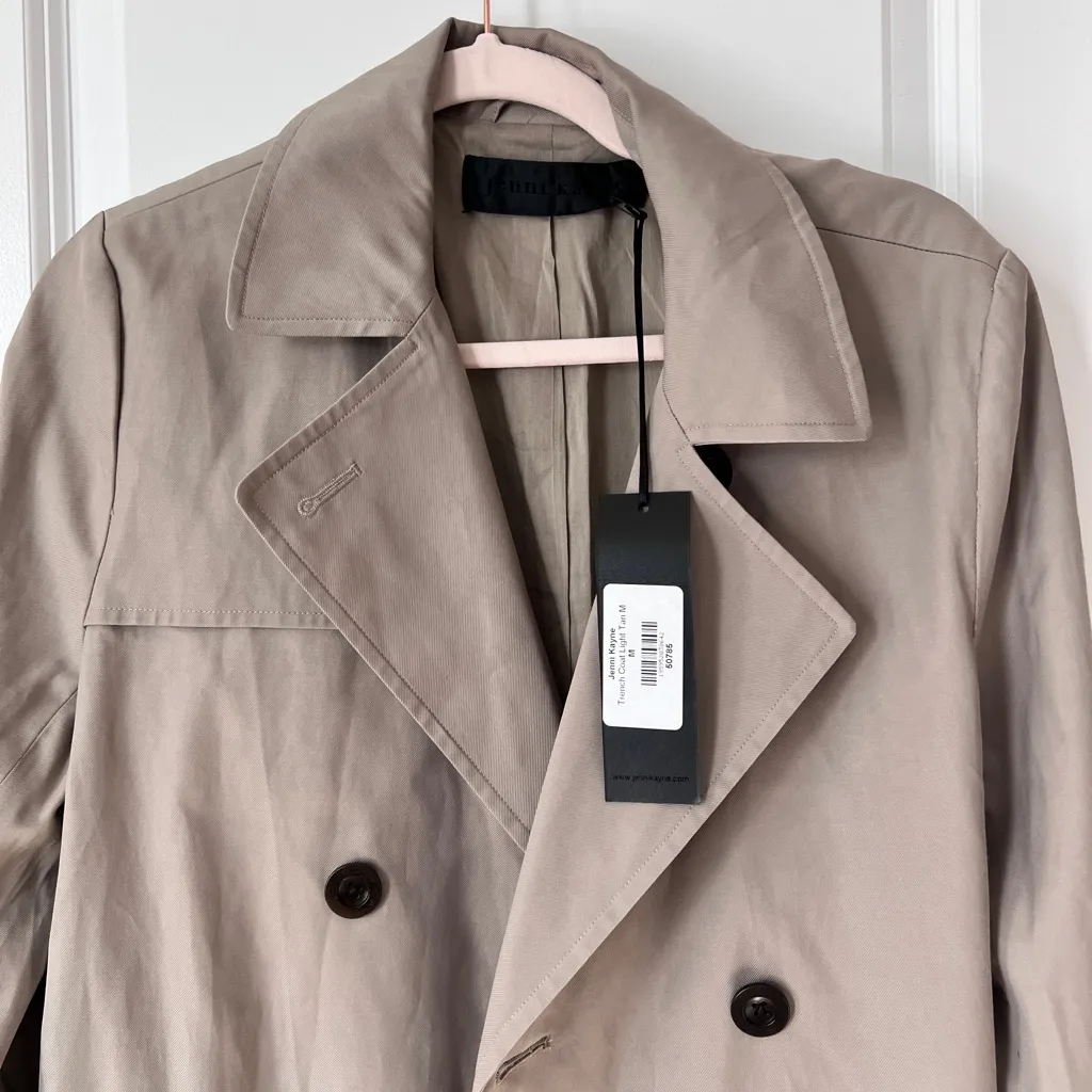 Jenni Kayne Women's‎ Belted Cotton Blend Trench Coat Light Tan Size Medium NWT - Image 7