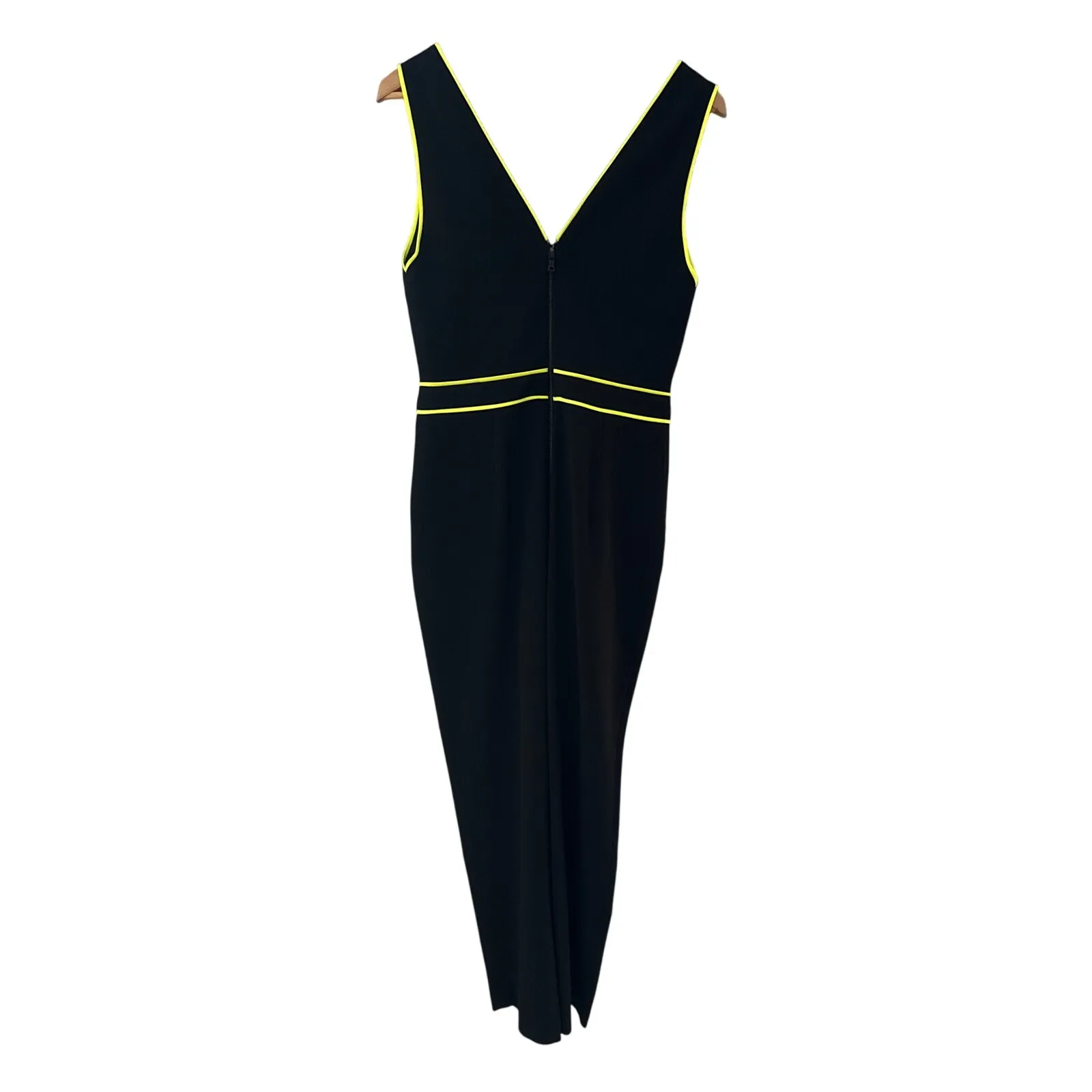 Alice + Olivia  Jeri Piped Jumpsuit Black/Neon Yellow Size 6 - Image 12
