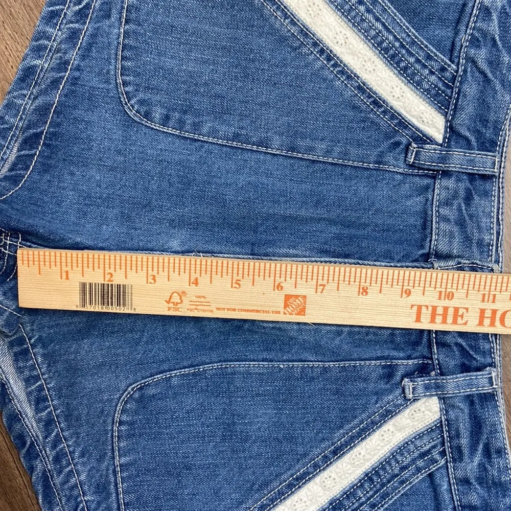 Free People Women’s Sweet Surrender High Waisted Crochet Pocket Denim Shorts - Image 7