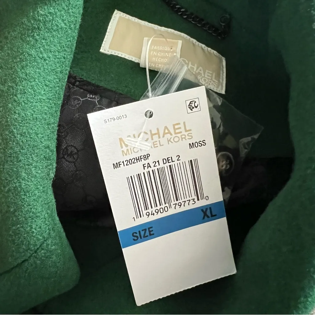 Michael Kors Mensy Double-Breasted Wool Blend Coat in Green, Size XL NEW - Image 13