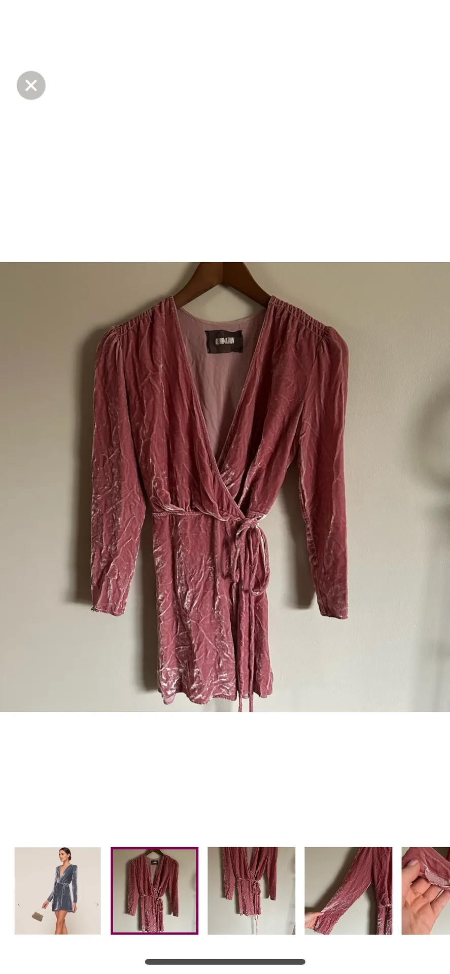 | Silk Velvet Chrissy Wrap Mini Dress Blush Pink - Image 2