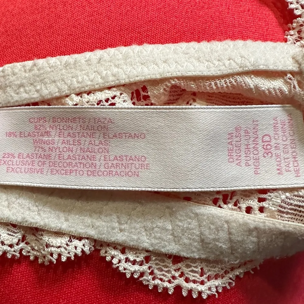 Victoria's Secret Dream Angels Push Up Bra Orange Cherry Blossoms Lace 36D - Image 16