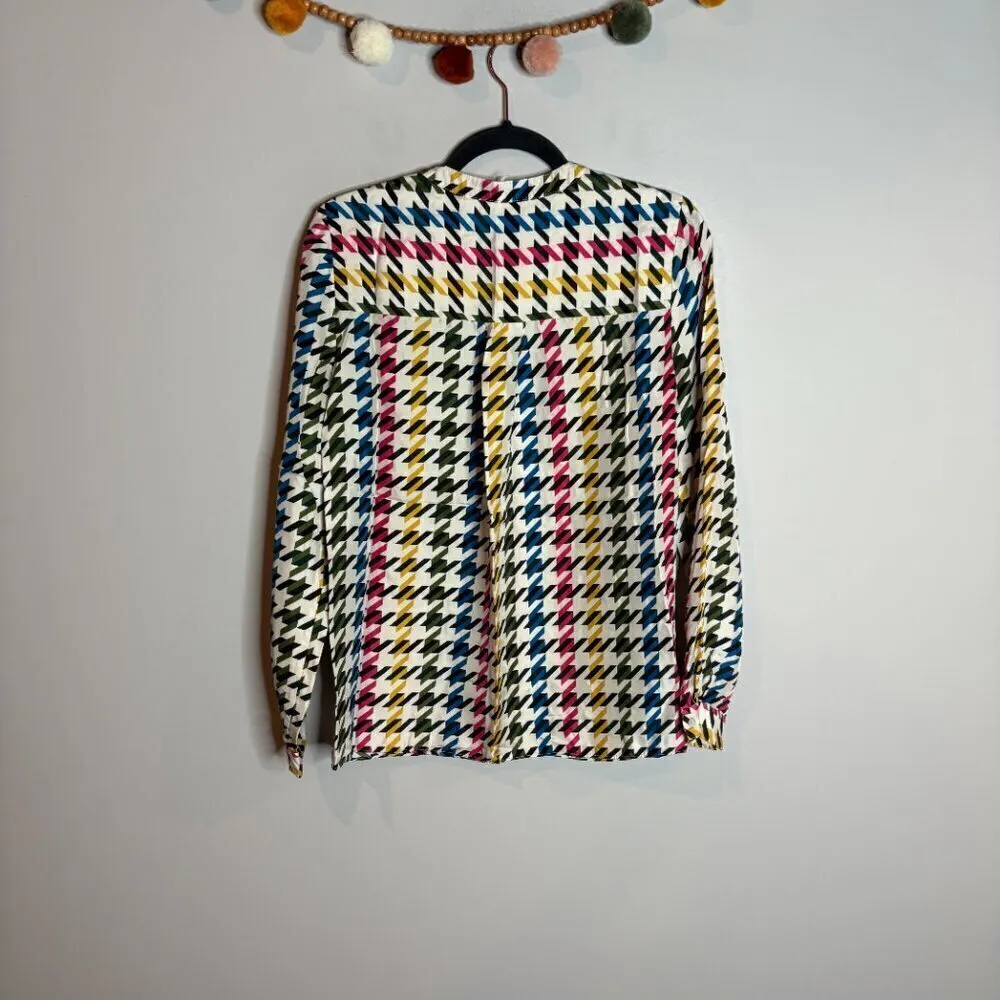 Carlisle Collection colorful houndstooth silk blouse - Image 5