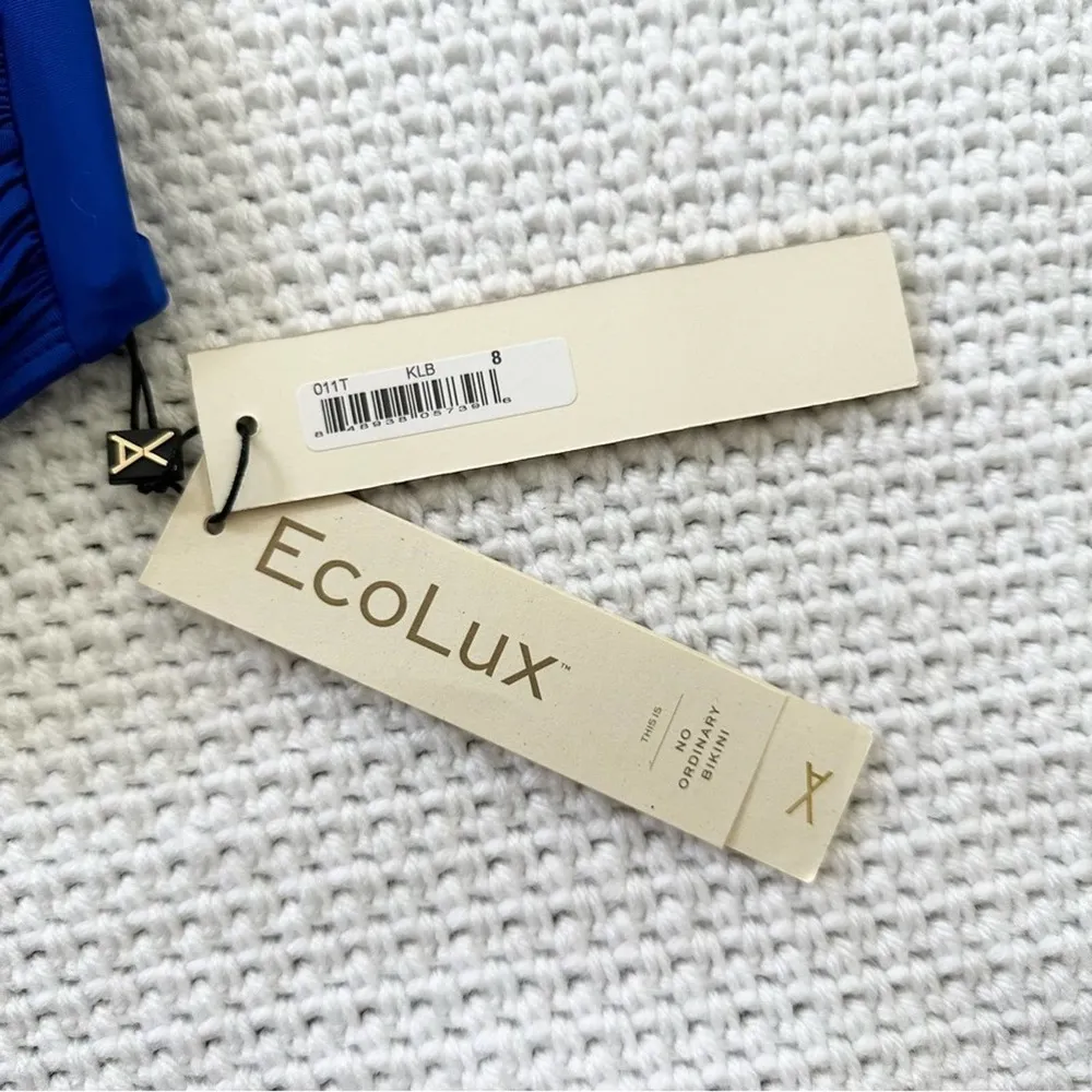 Vitamin A Ruched Bandeau Bikini Top NWT 8 Removable Halter Strap Tie Back Medium - Image 44