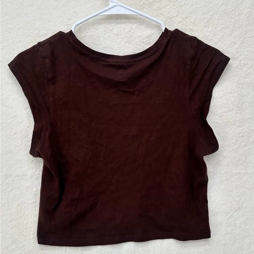 Vintage Looking H&M Brown Crop Top Grunge 2003 Med Streetwear New York Skater - Image 4