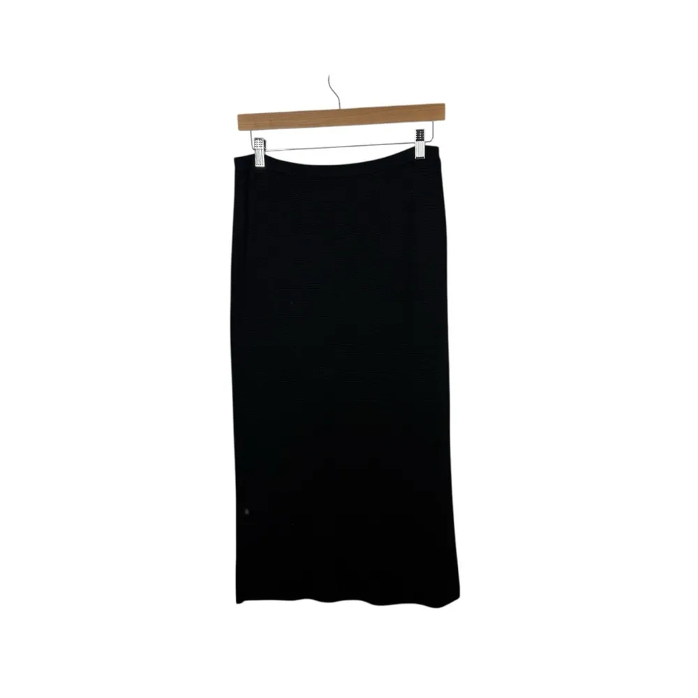 NWOT Eileen Fisher Silk Cotton Interlock Knit Midi Skirt in Black Size XS - Image 5