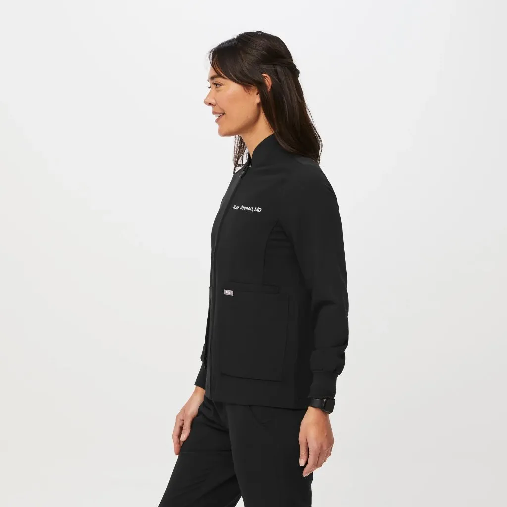Figs Sebina Scrub Jacket in Black, Size X-Small - Image 3