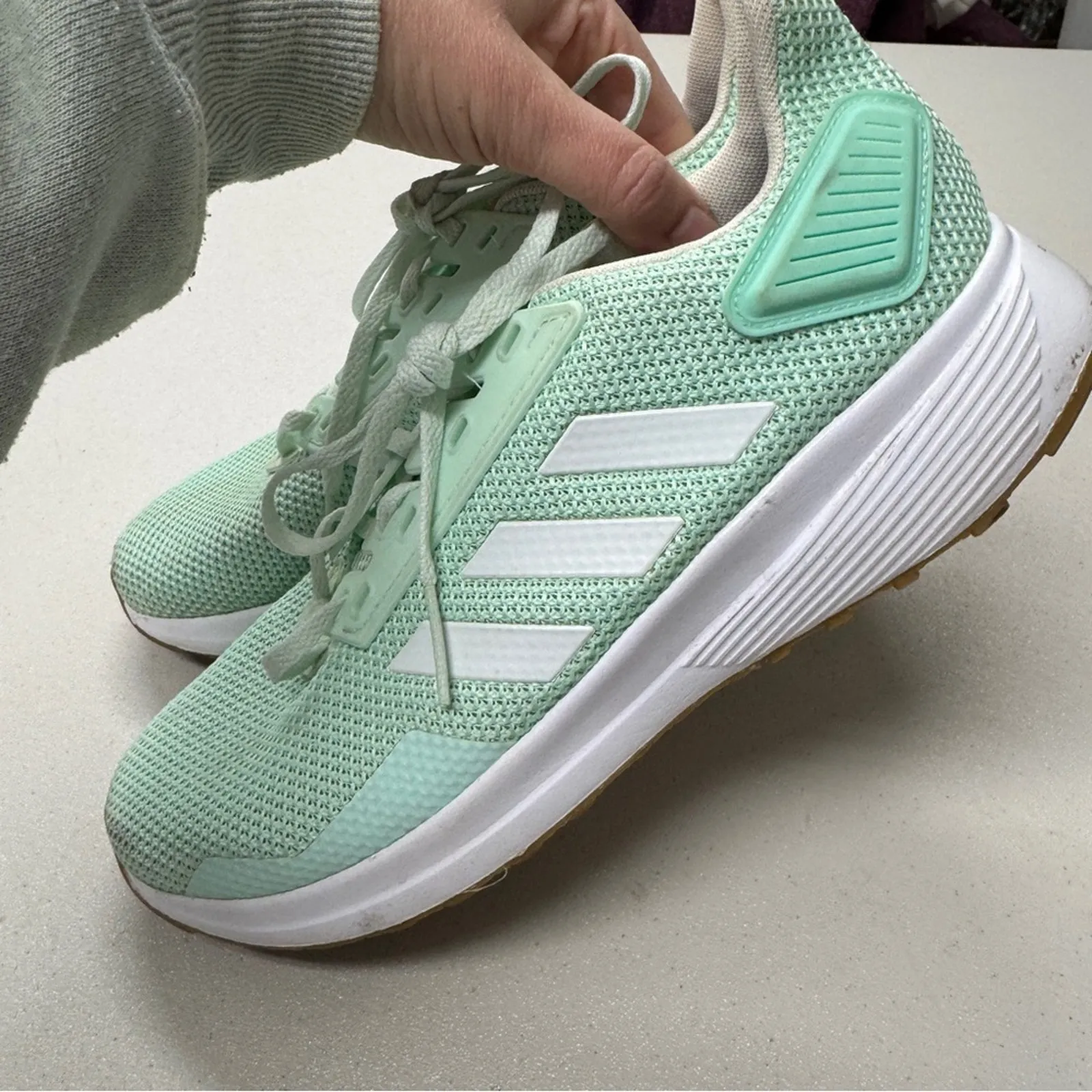 Adidas Duramo Mint White Running Shoes Sneakers Womens 8 Classic Athletic - Image 7