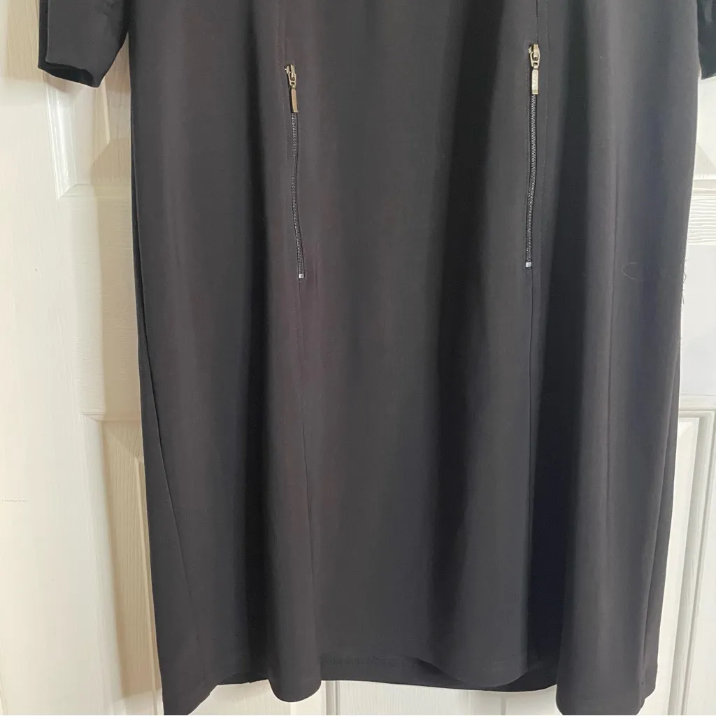 Joseph Ribkoff Black Long Sleeve Dress With Shawl Collar & Side Zipper Size 14 - Image 3