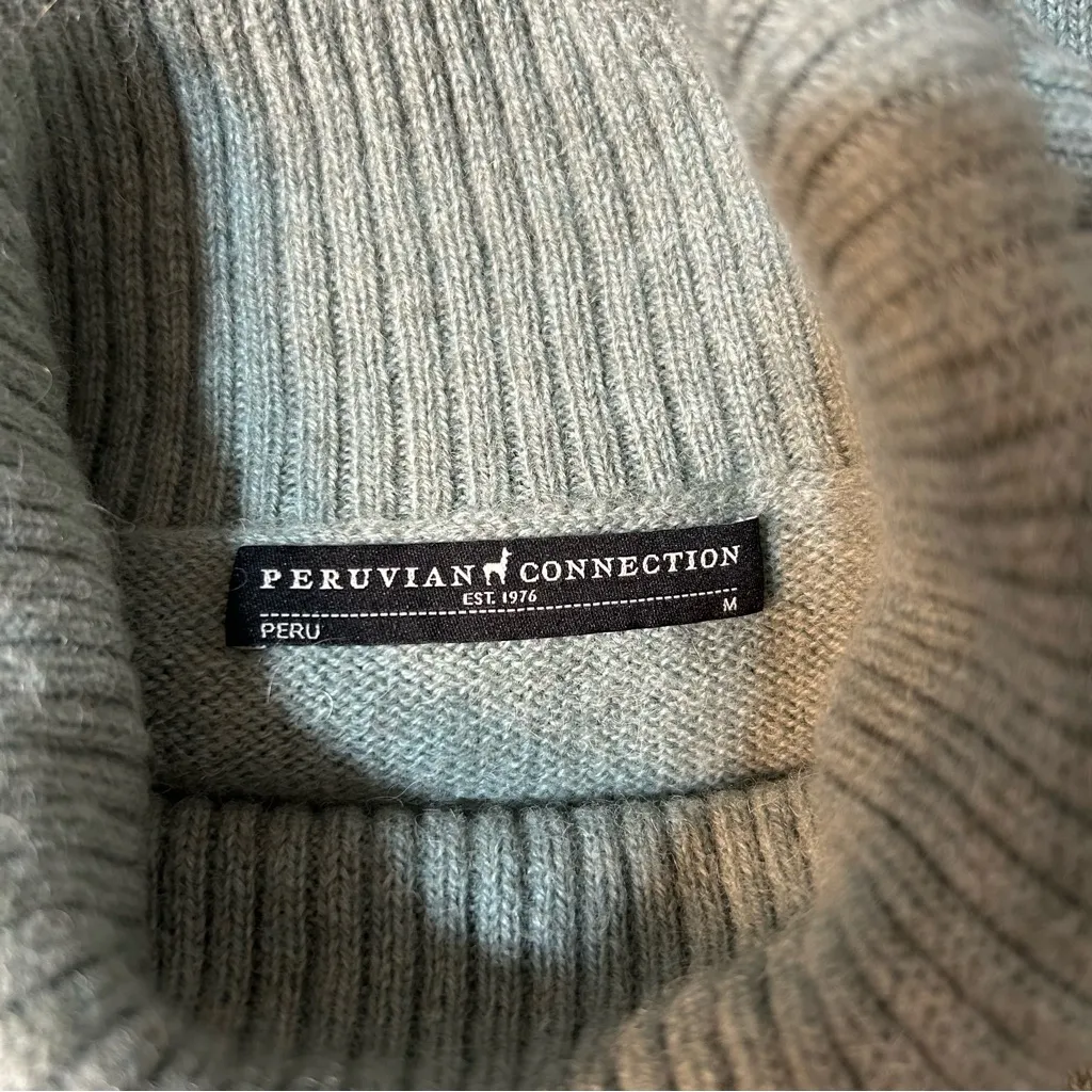 Peruvian Connection 100% Royal Alpaca Turtleneck Sweater Blue Size Medium - Image 7