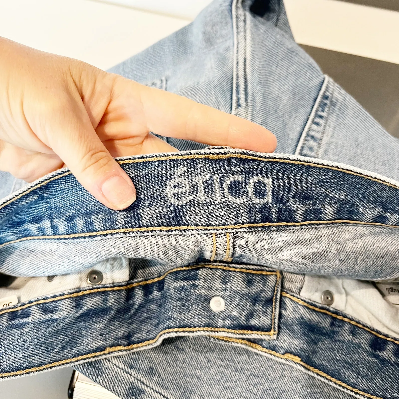 Etica Tyler Vintage High Rise Button Fly Straight Leg Jeans Blue 30 - Image 4