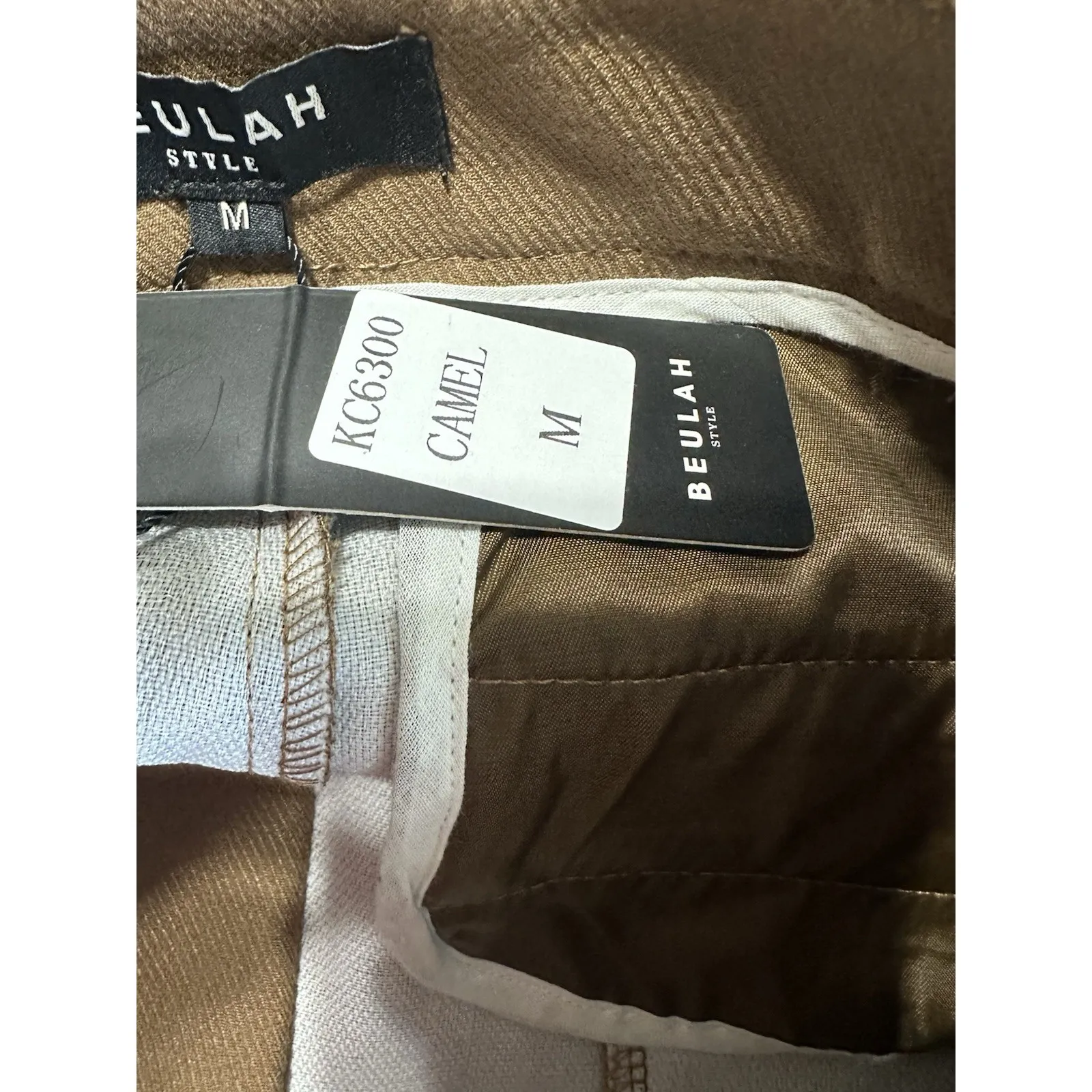 Beulah Style Size M Camel High Waist Wide Leg Trousers Tailored Suiting NWT - Image 5