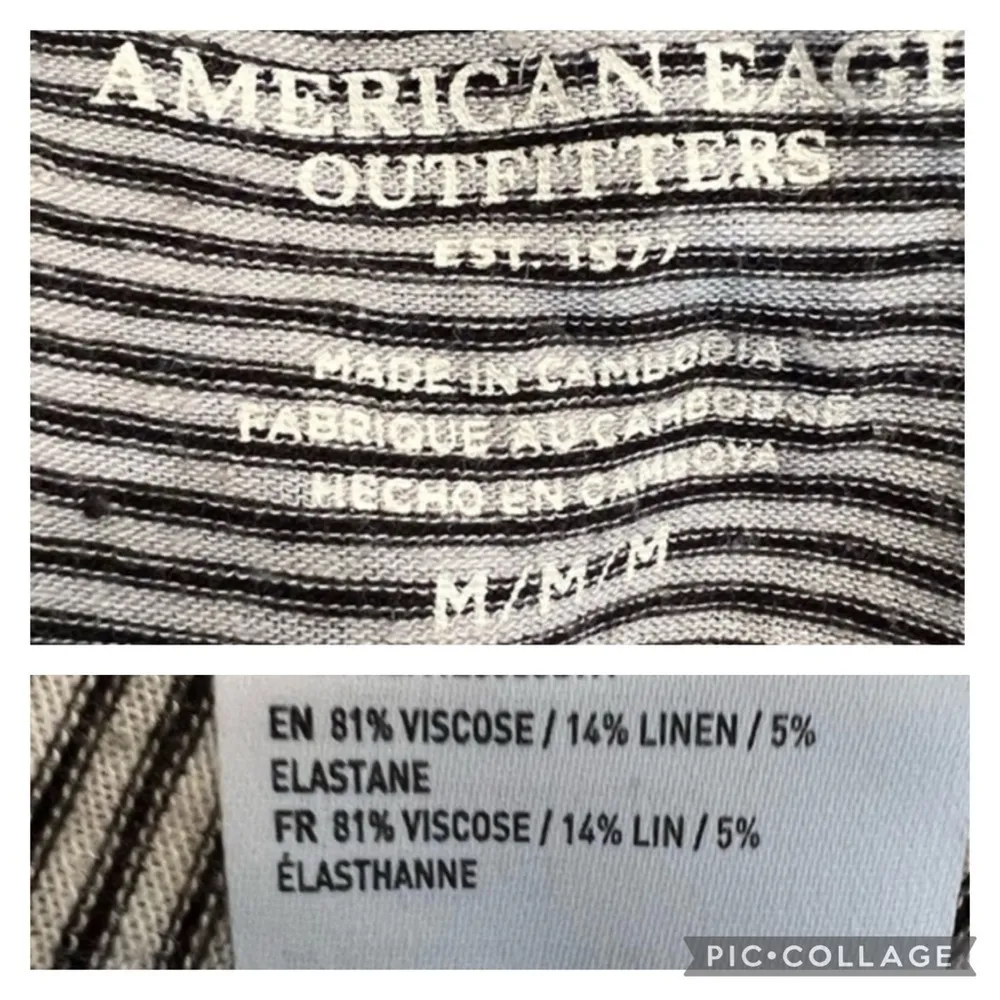 American Eagle Top Striped Twist Back Black White M Athleisure Yoga Tank Gym - Image 15