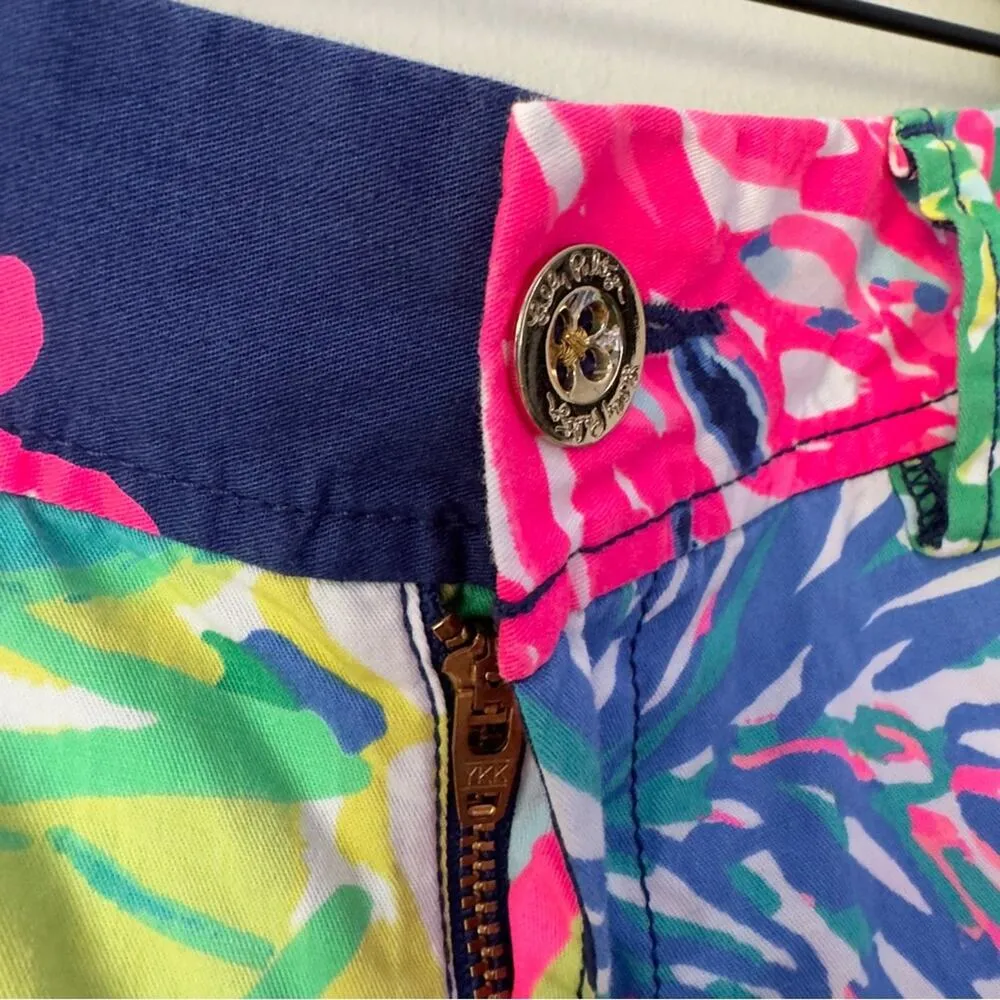 Lilly Pulitzer The Callahan Short 100% Cotton Floral Button Zipper Zip Colorful - Image 6