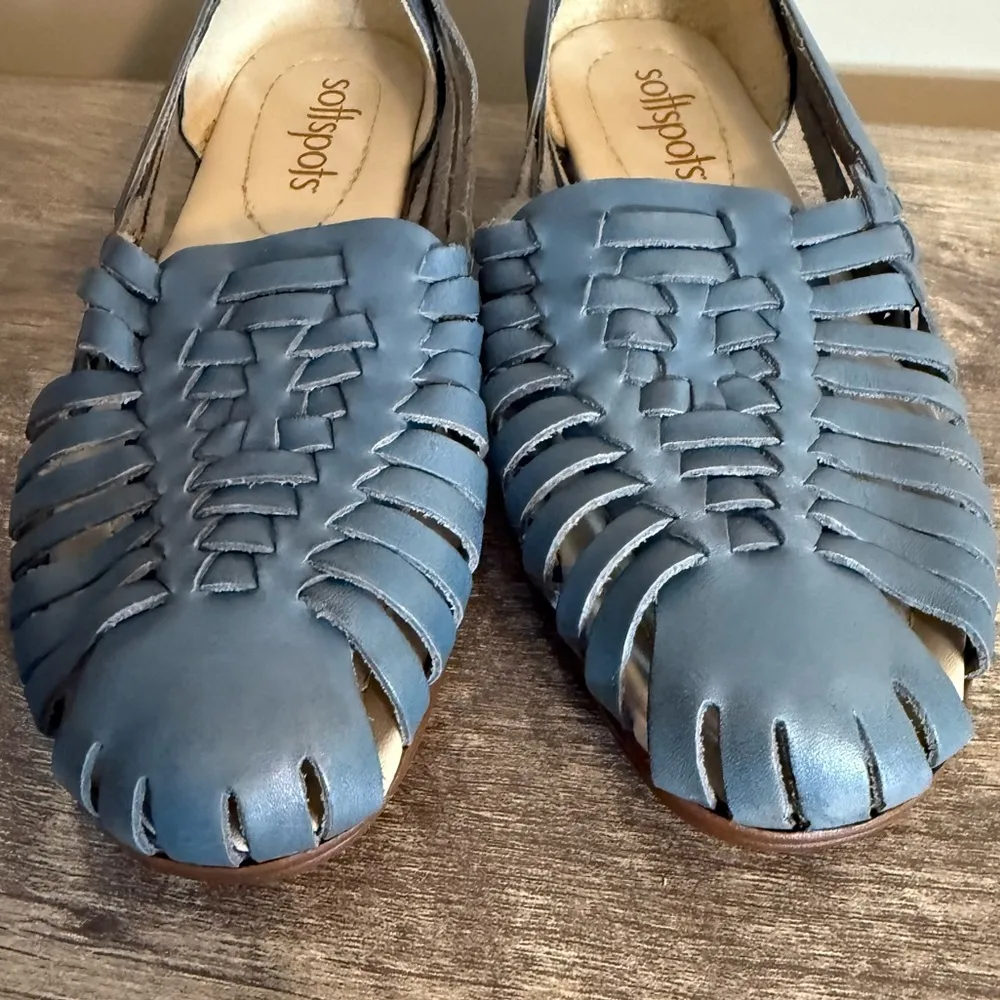 Softspots Huarache Blue Leather Trinidad Sandals Shoes Women’s Sz 9.5 W Boho - Image 5