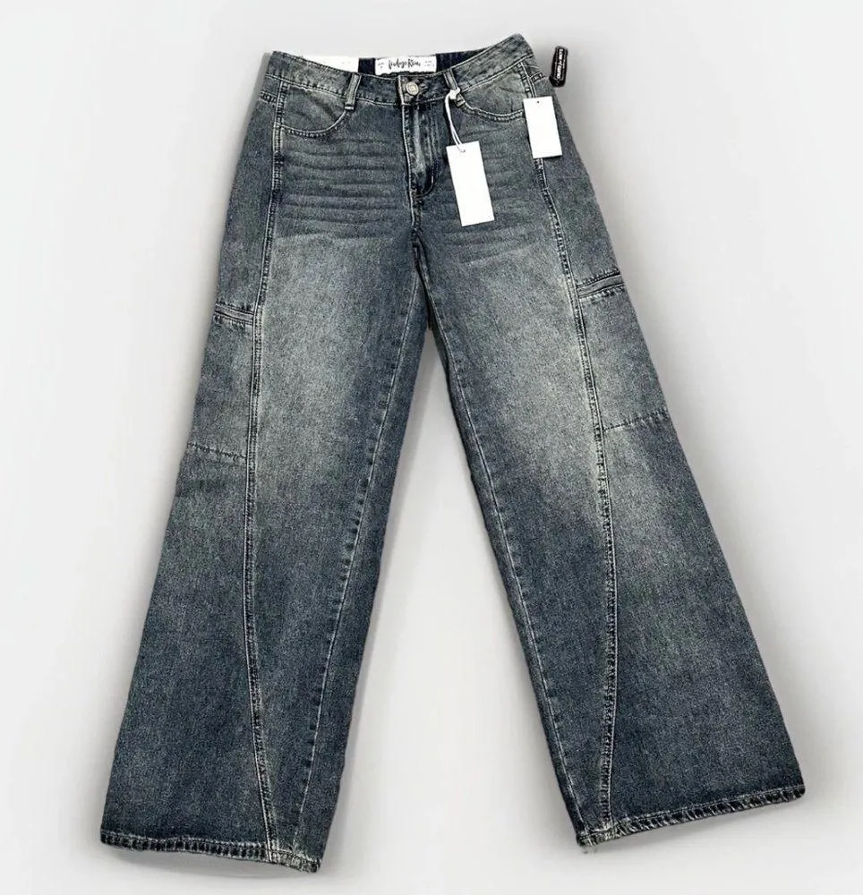 New Y2K Festival Wide Leg Women's 5 26 x 30.5" High Rise Jeans Streetwear Skater - Image 4