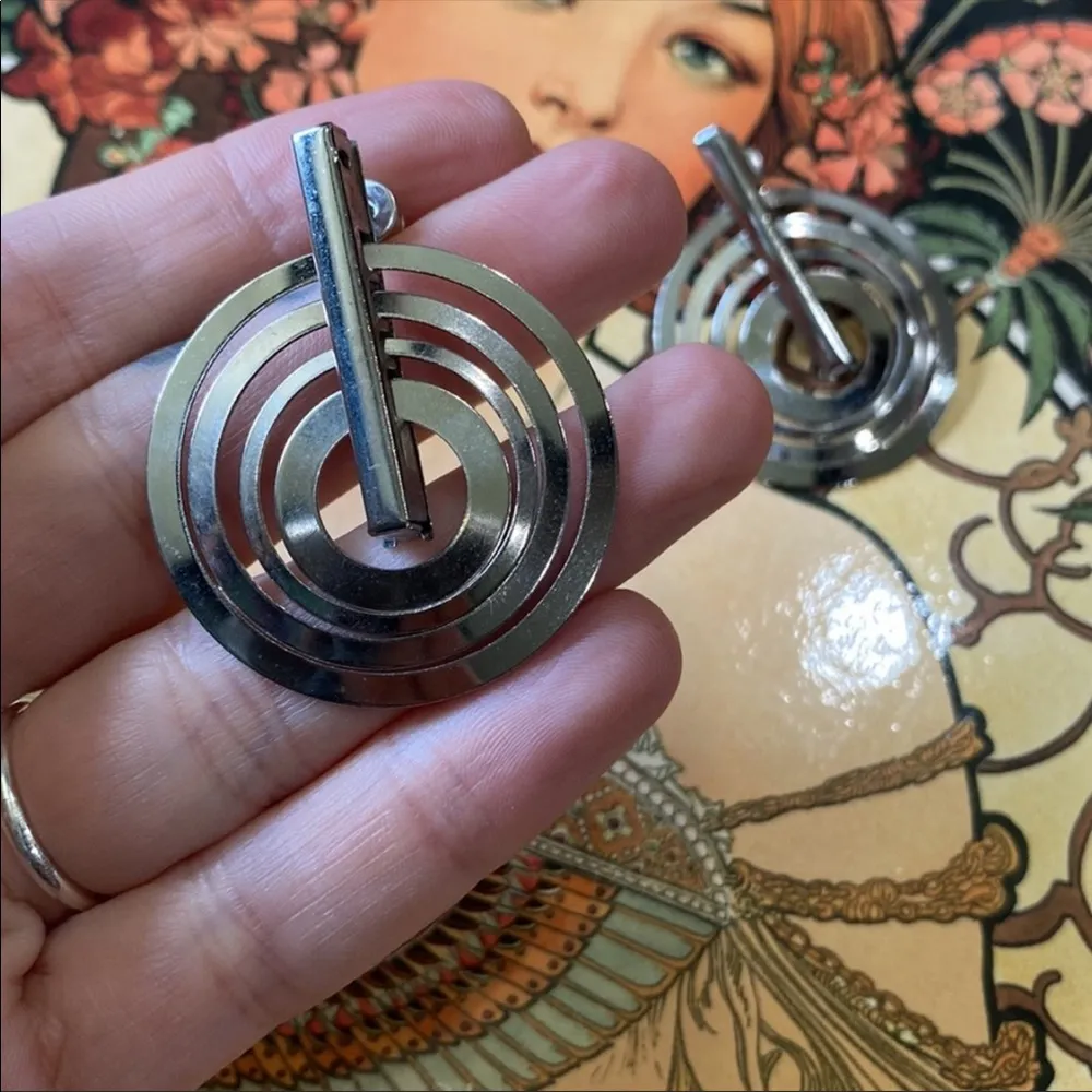 Vintage 1980s Geometric Earrings - Image 4