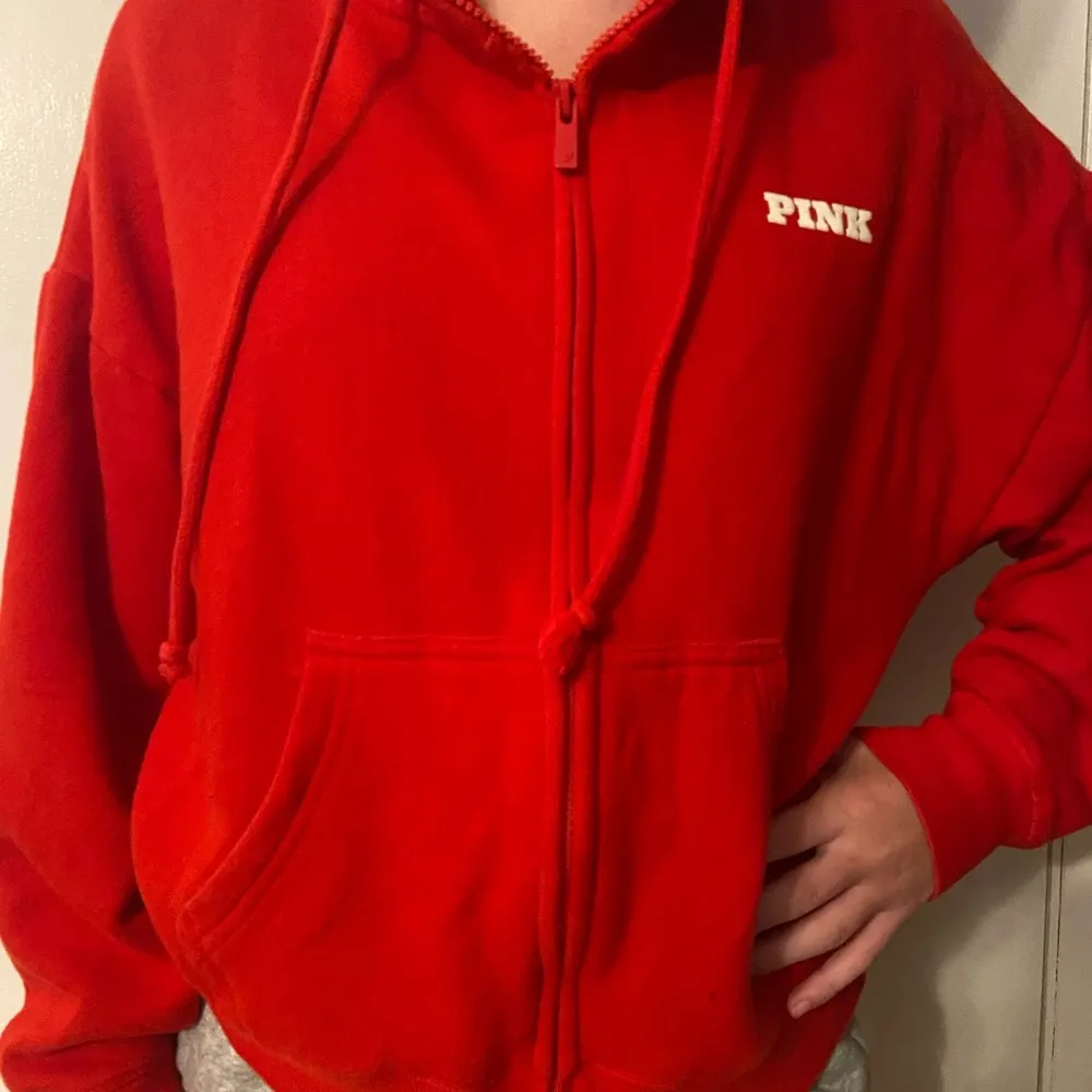 PINK Victorias Secret Red Zip-Up Hoodie - Image 6