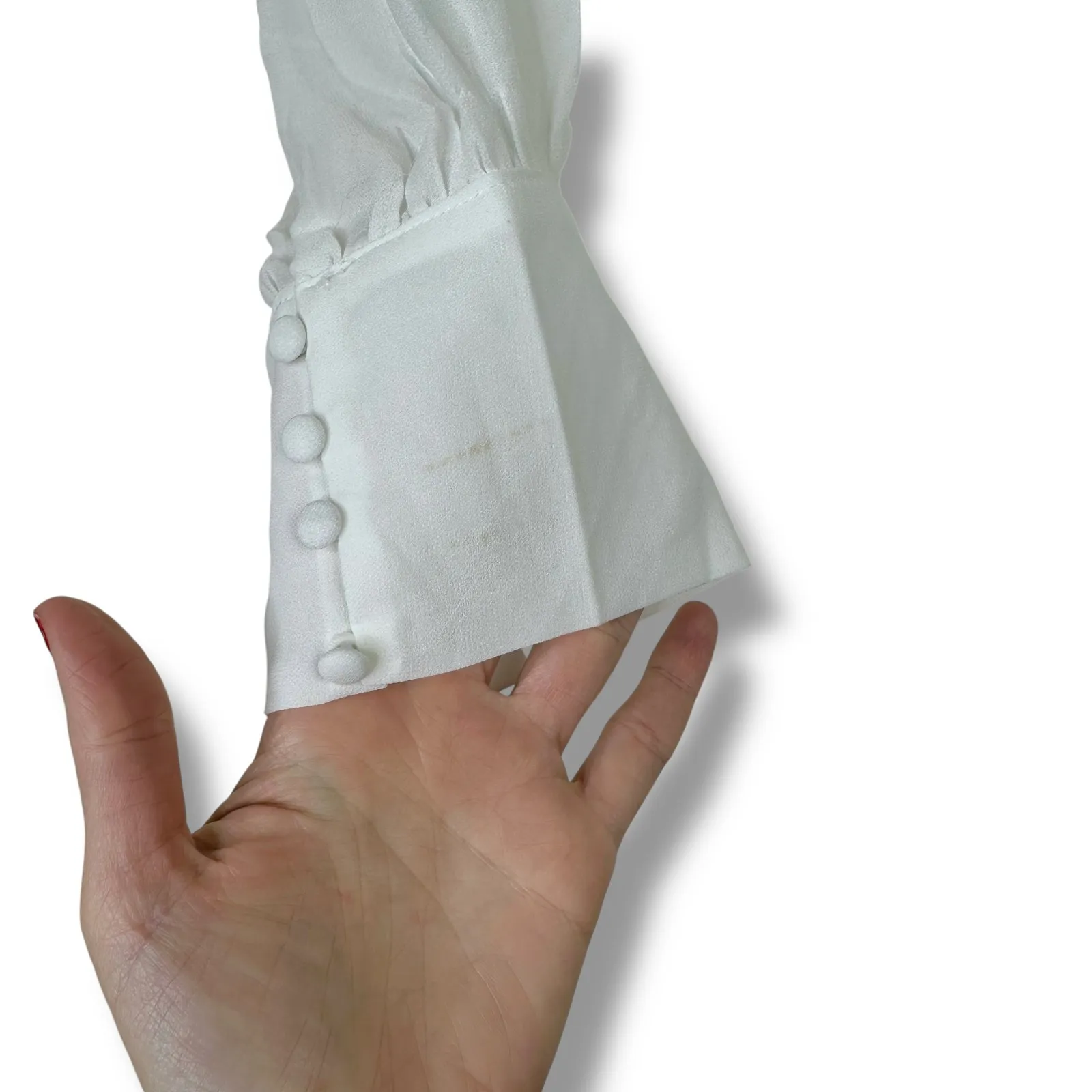 Lulus NWT Adorna White Off-the-Shoulder Semi-Sheer Button Chiffon Maxi Dress XL - Image 12