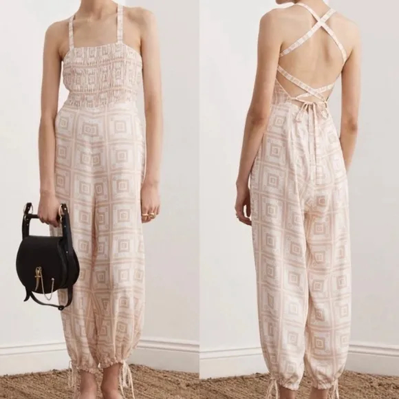 ANTHROPOLOGIE SANCIA Elodia Smoked Harem Jumpsuit In Tallis Print Sz M - Image 2